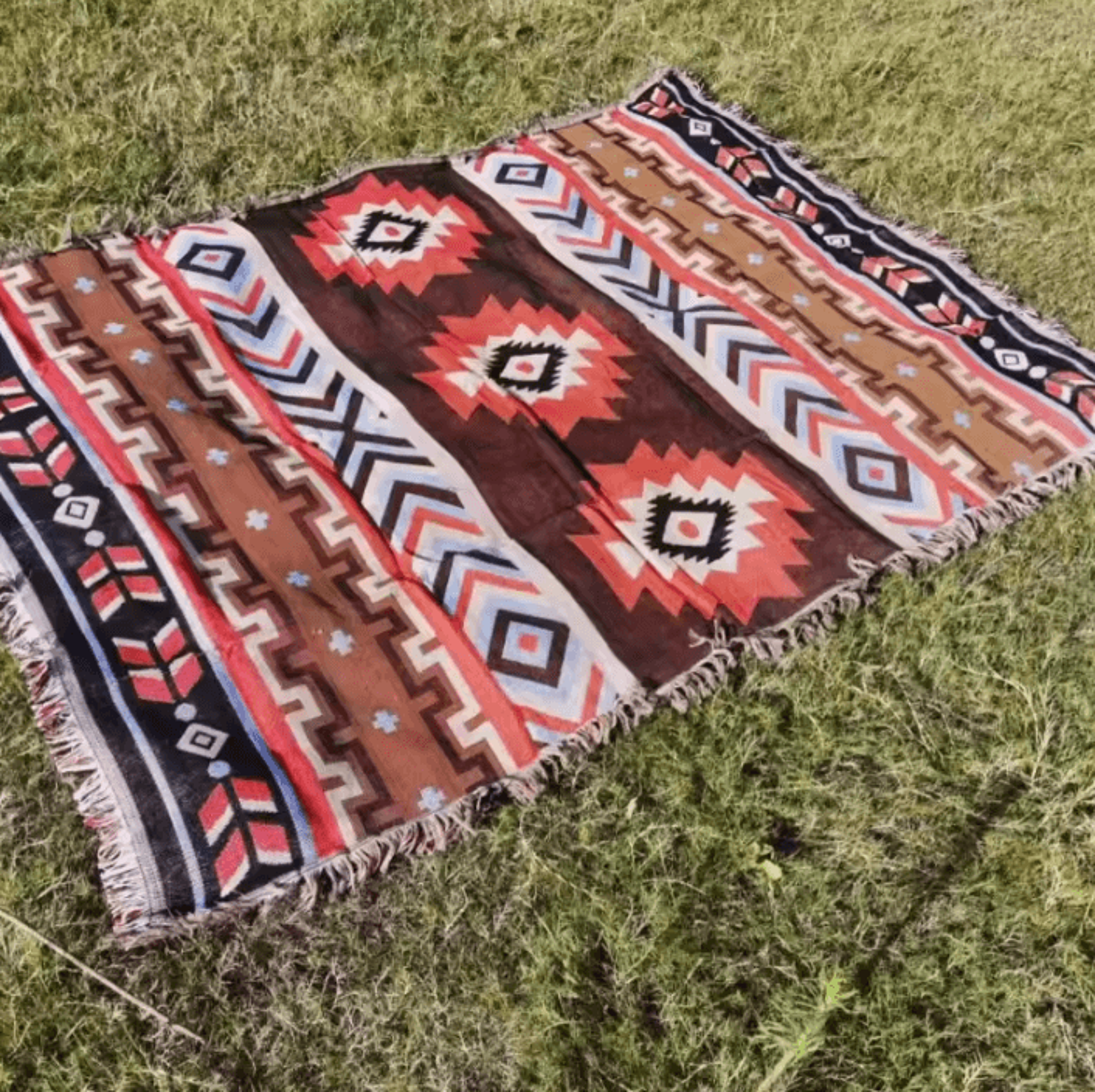 Bohemian Woven Camping Throw Blanket 2