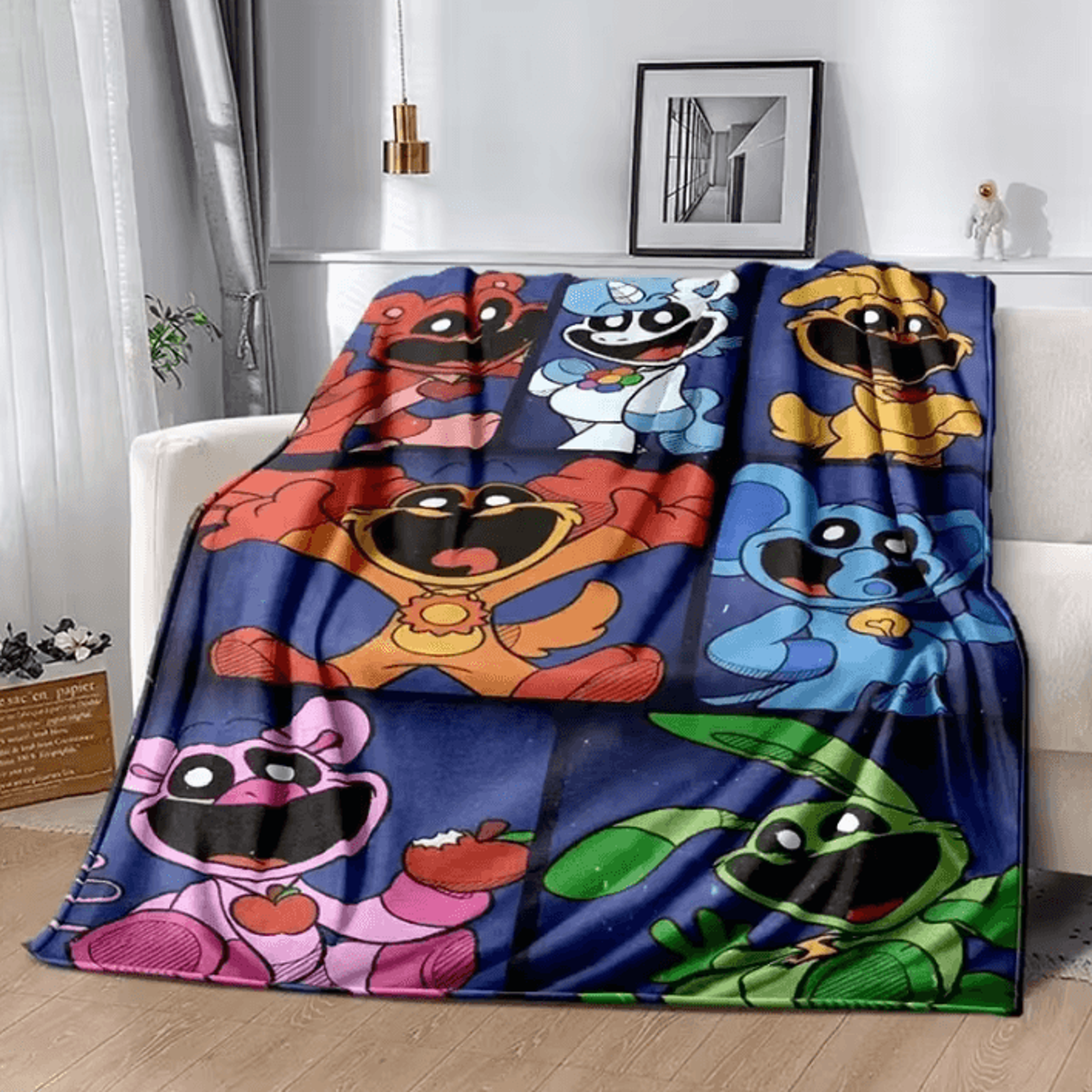 Smiling Critters Cartoon Soft Flannel Throw Blanket 8
