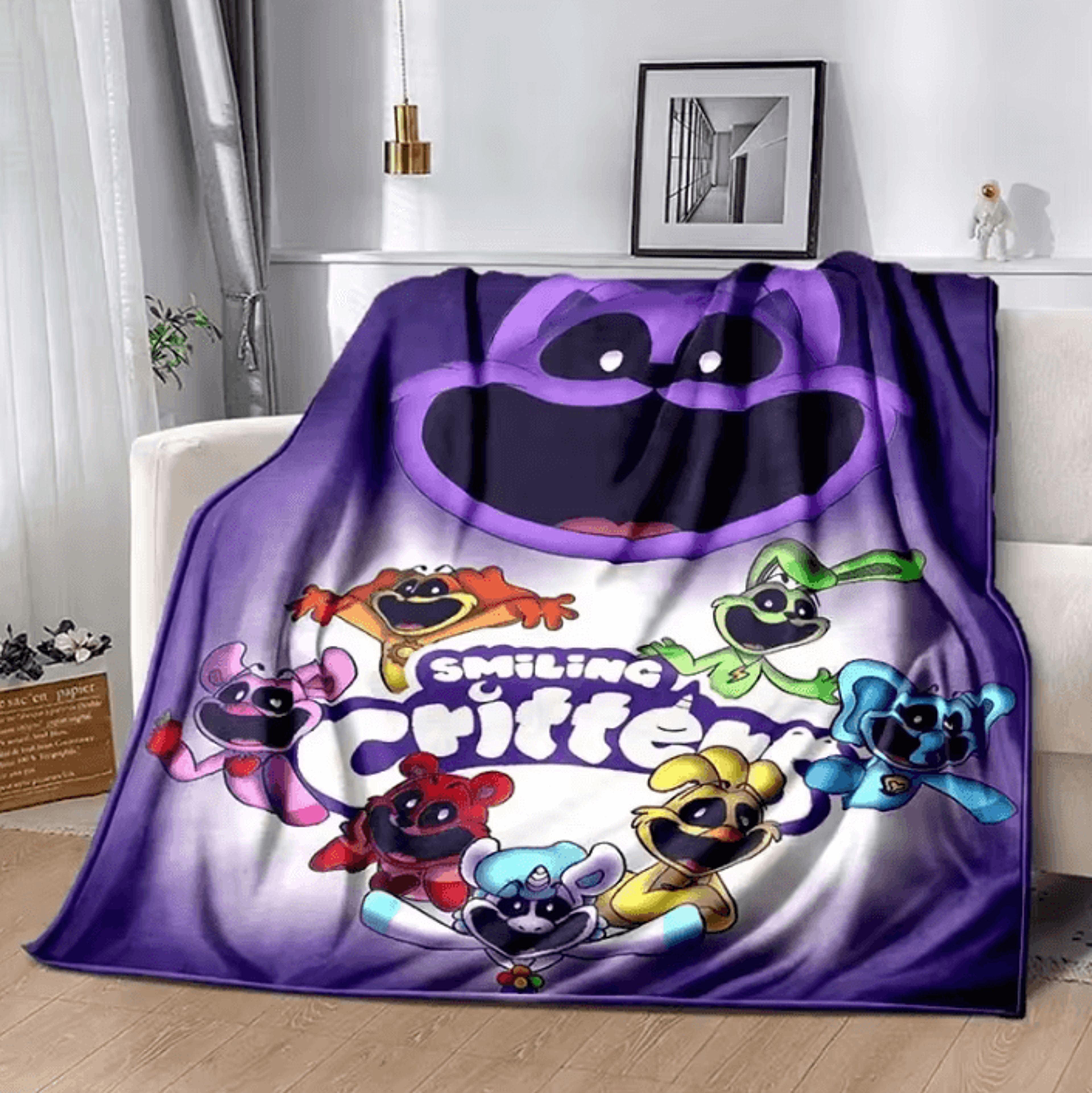 Smiling Critters Cartoon Soft Flannel Throw Blanket 7