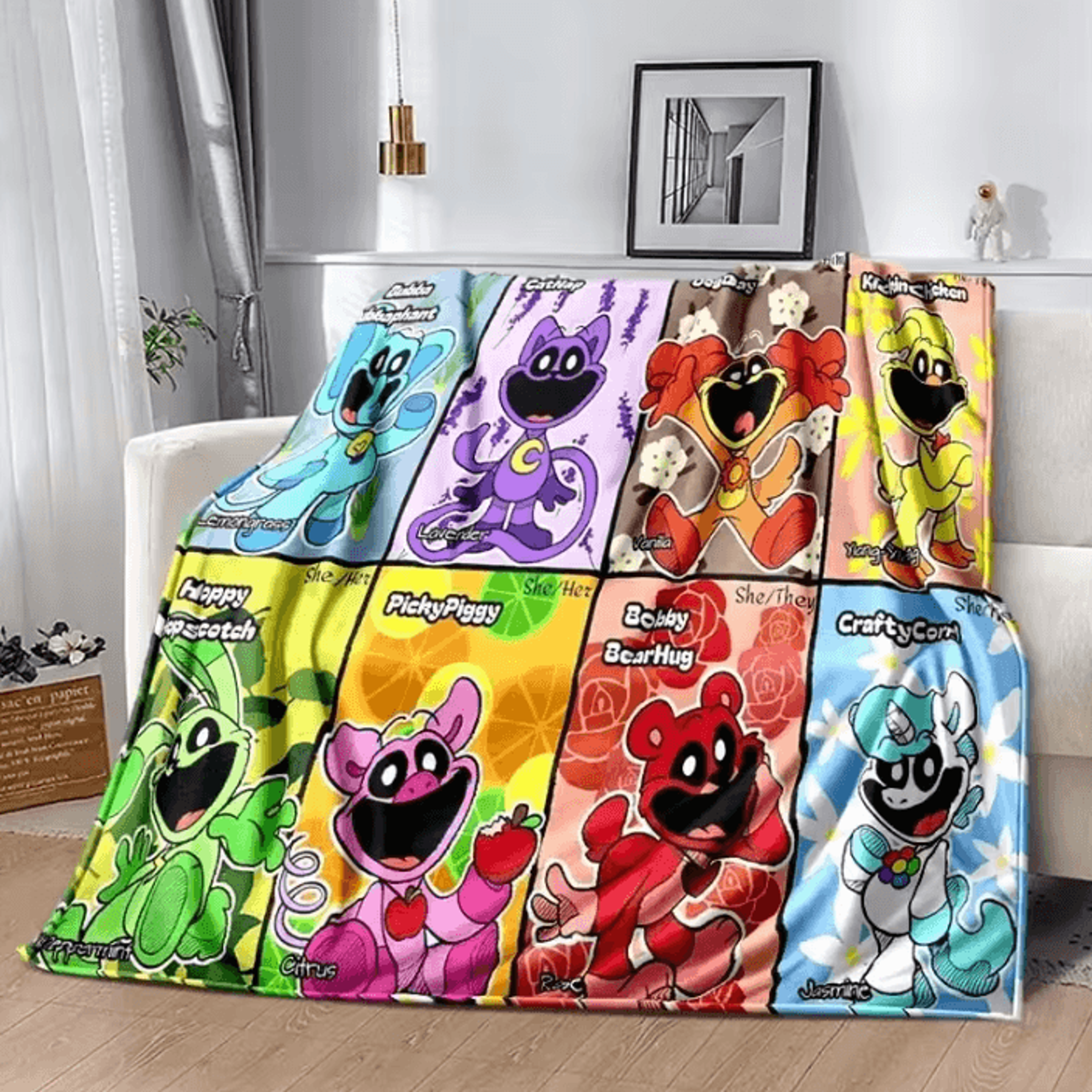 Smiling Critters Cartoon Soft Flannel Throw Blanket 3
