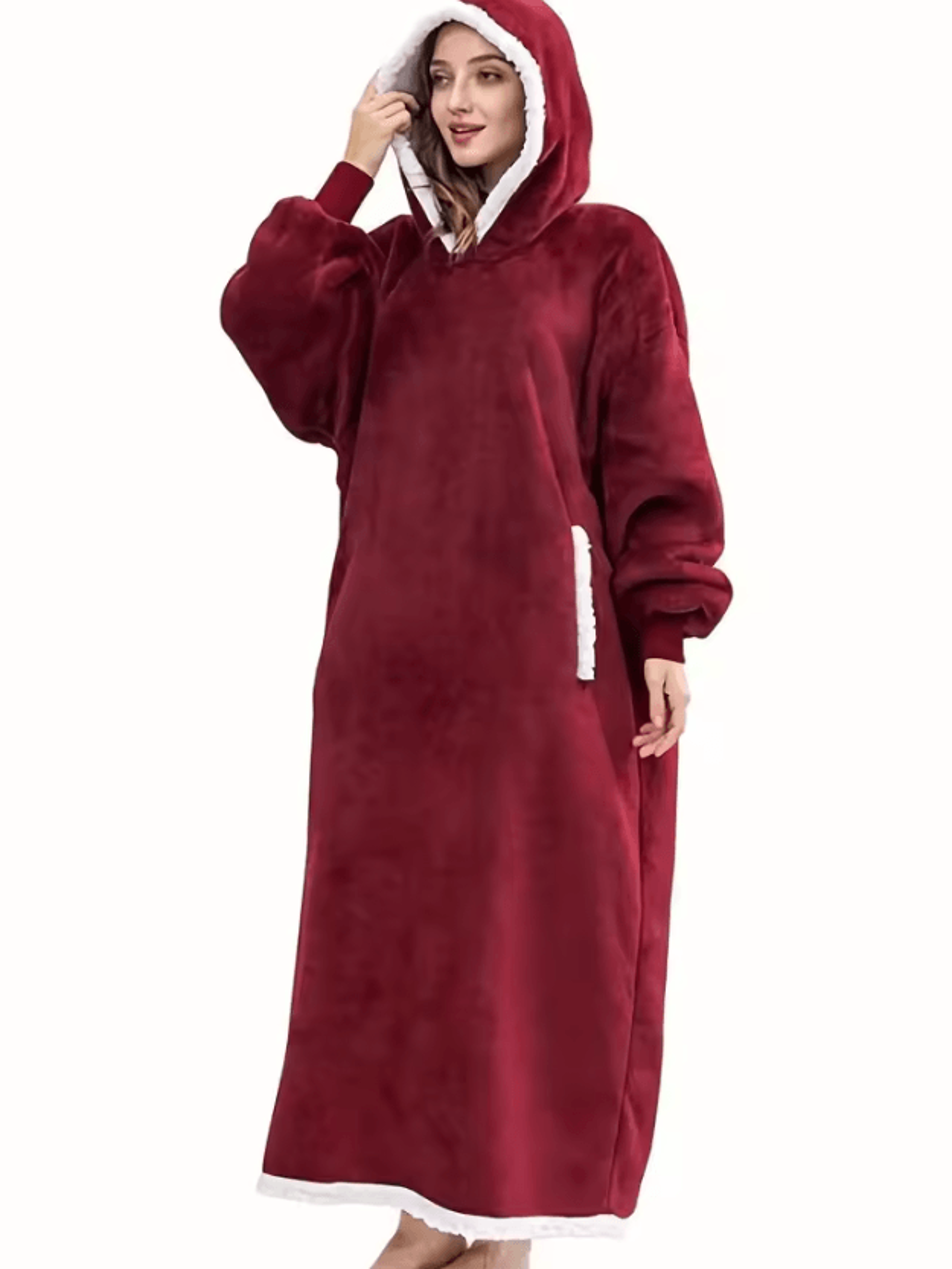 Oversized Fleece Hoodie Wearable Blanket 1