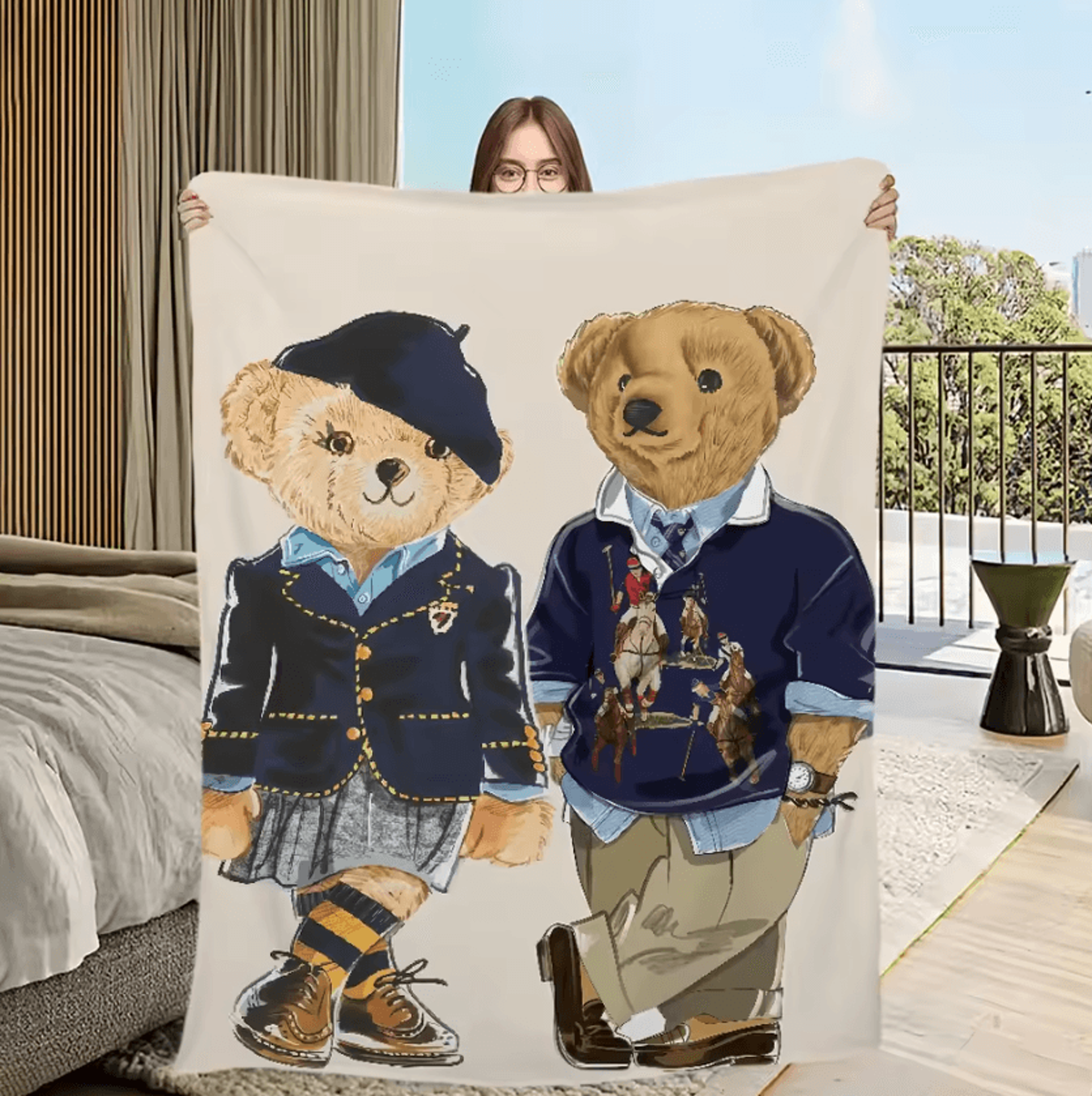 Cute Bear Soft Plush Flannel Throw Blanket 2