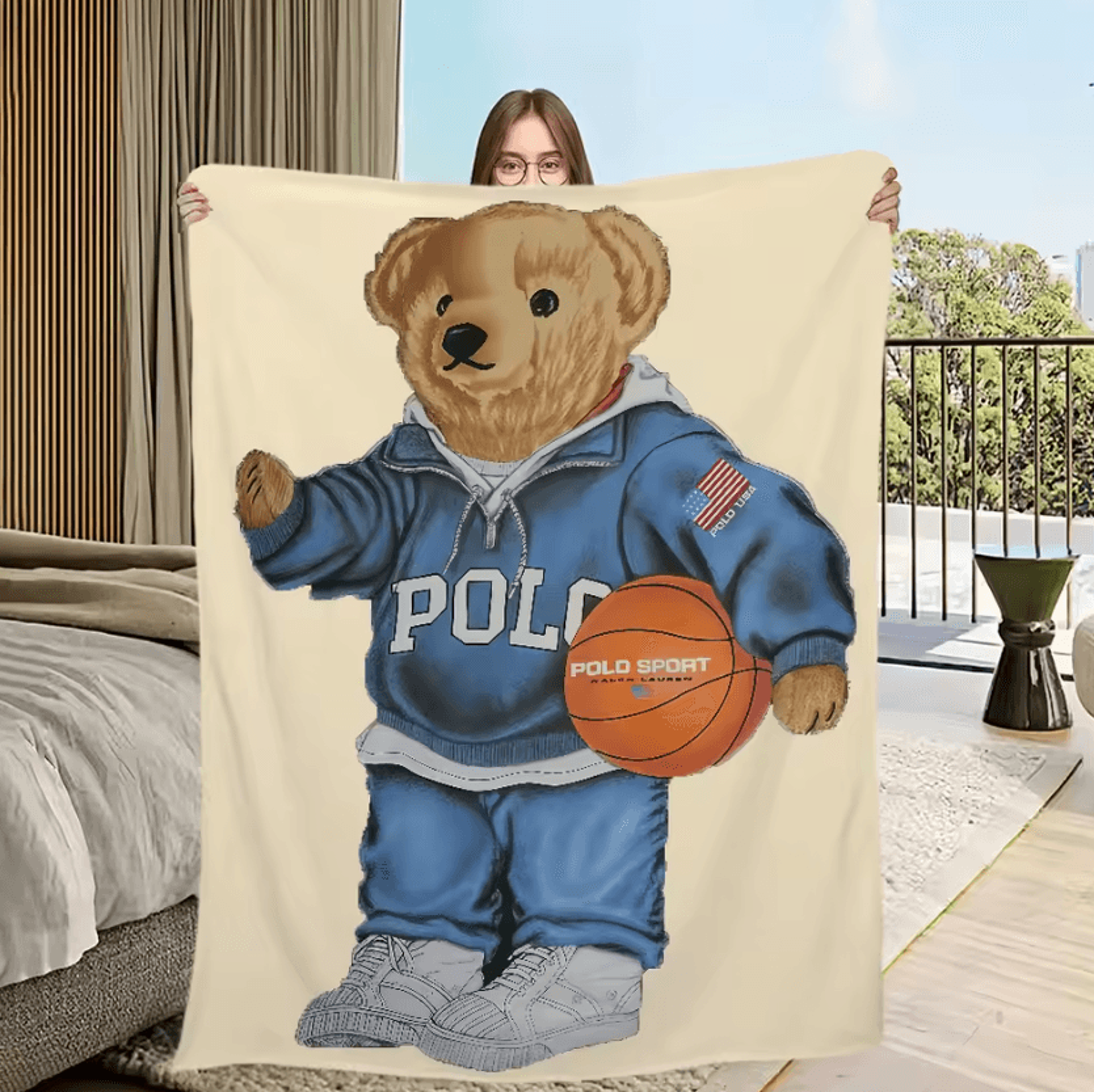 Cute Bear Soft Plush Flannel Throw Blanket 3