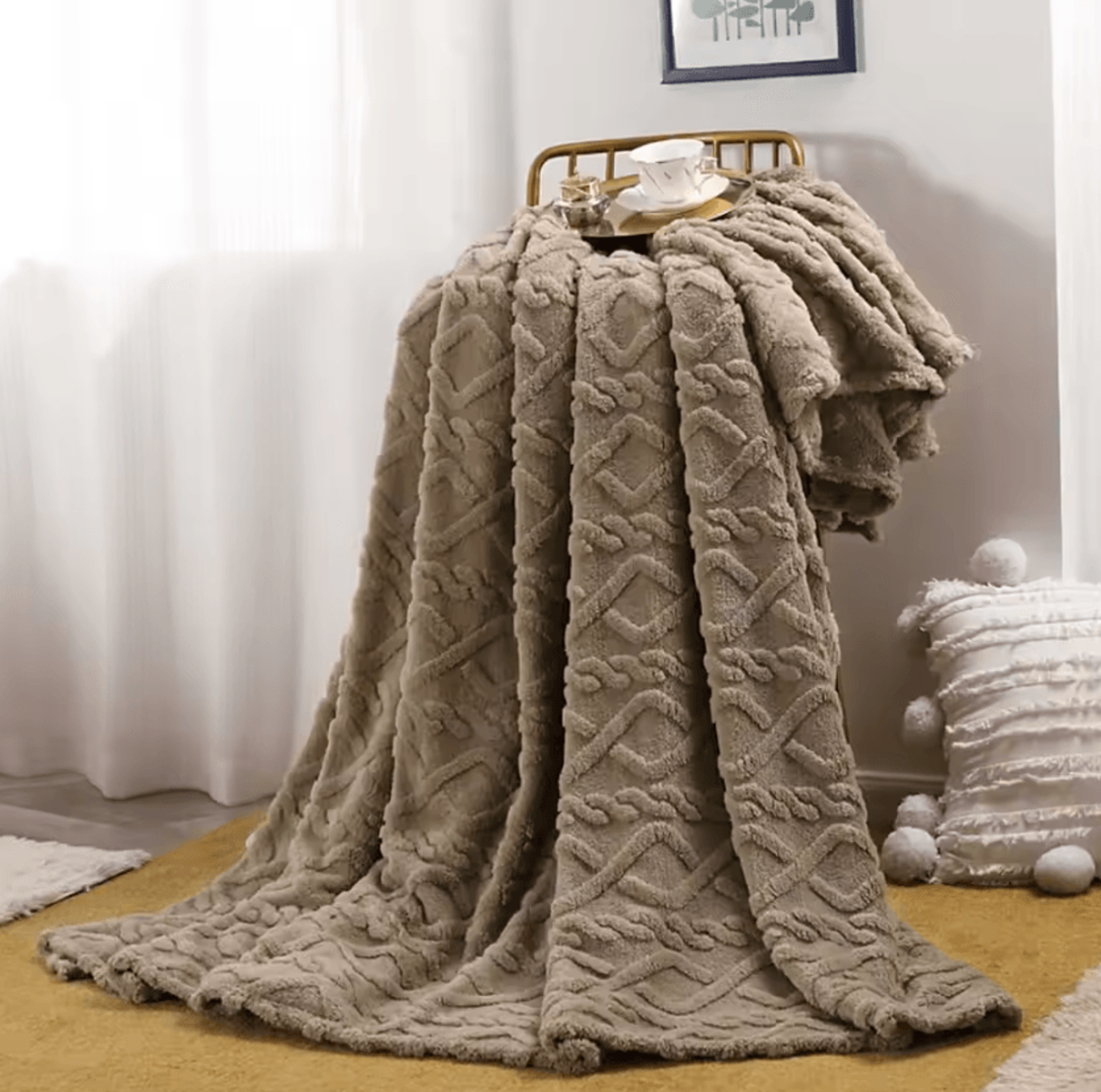 Embossed Plush Flannel Throw Blanket 1