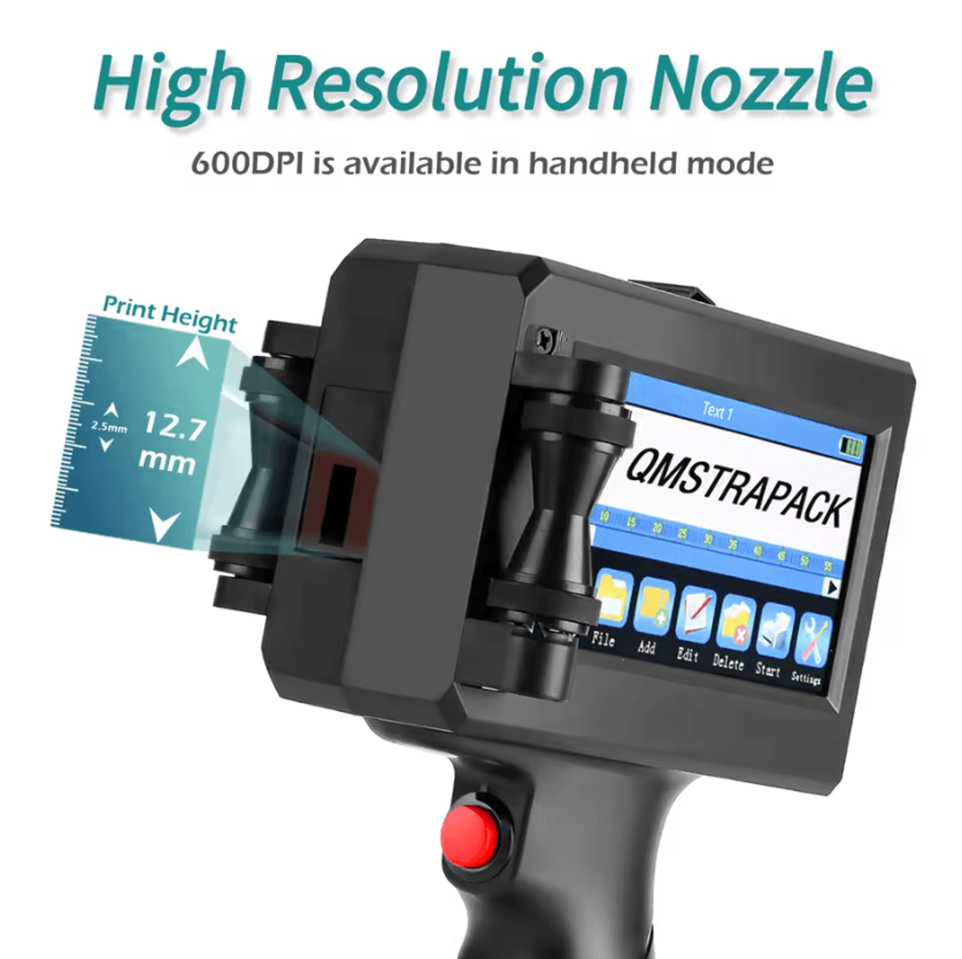 127mm Handheld Inkjet Printer With FastDrying Ink For Batch Date Barcode And Logo Printing 0