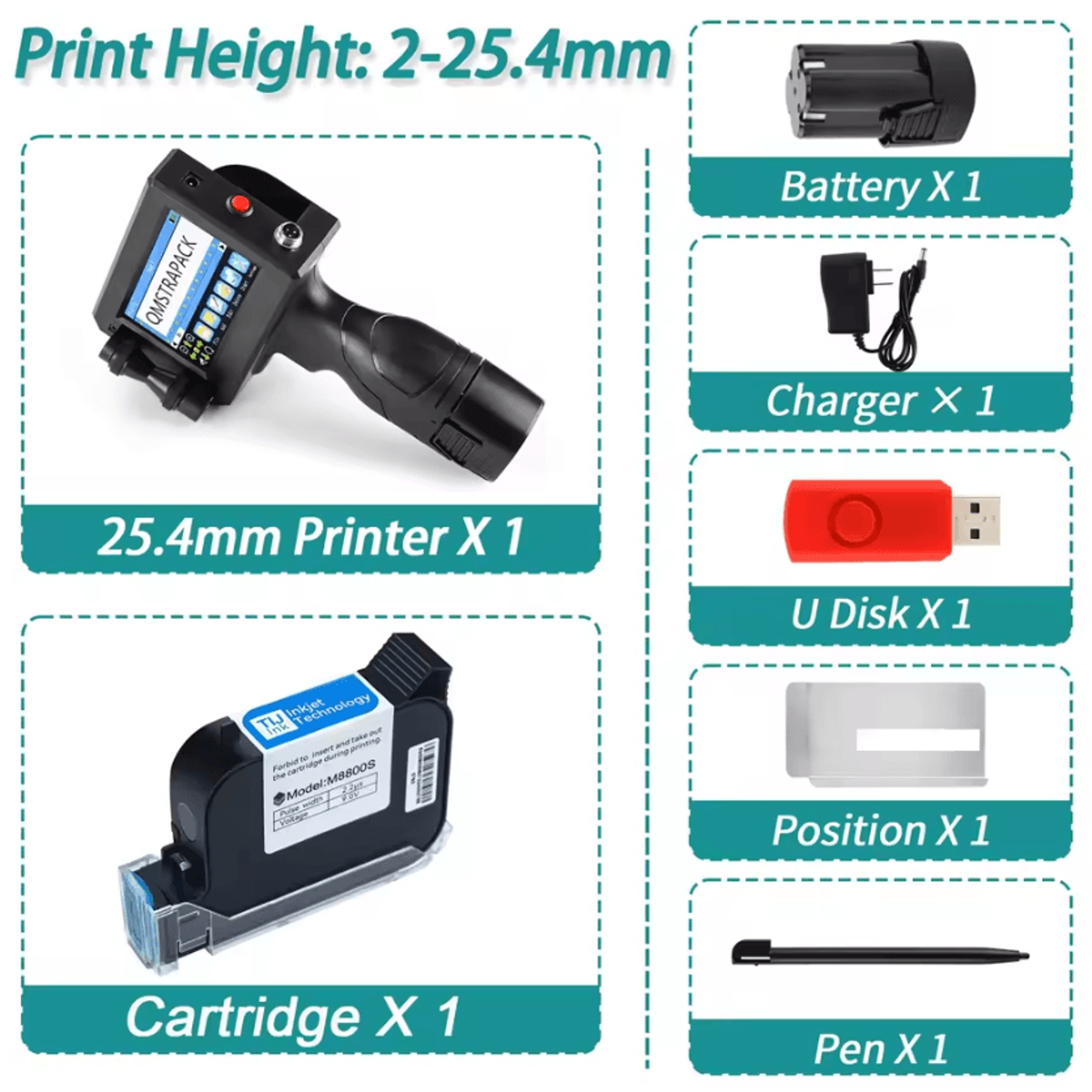 127mm Handheld Inkjet Printer With FastDrying Ink For Batch Date Barcode And Logo Printing 4