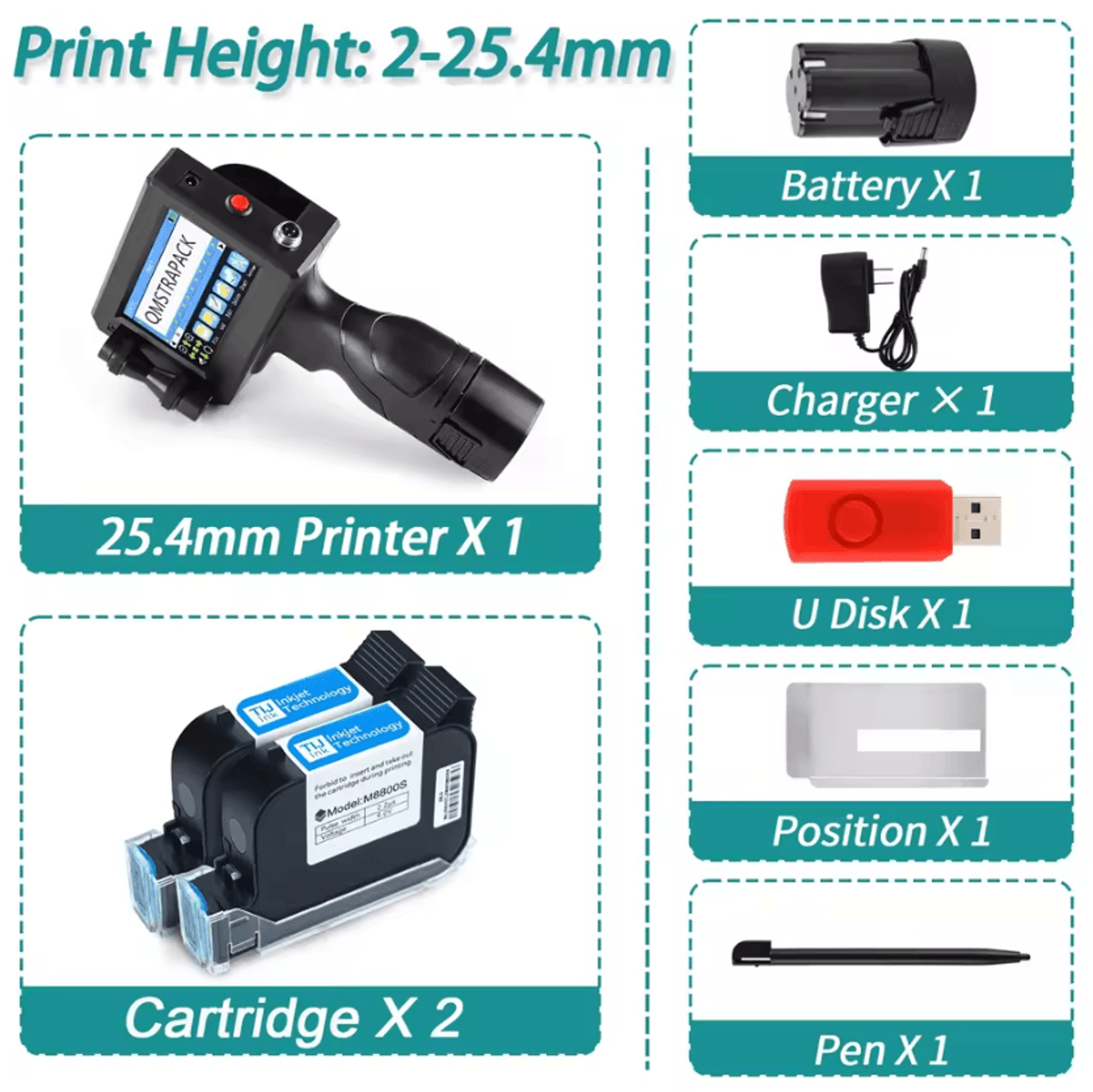 127mm Handheld Inkjet Printer With FastDrying Ink For Batch Date Barcode And Logo Printing 5