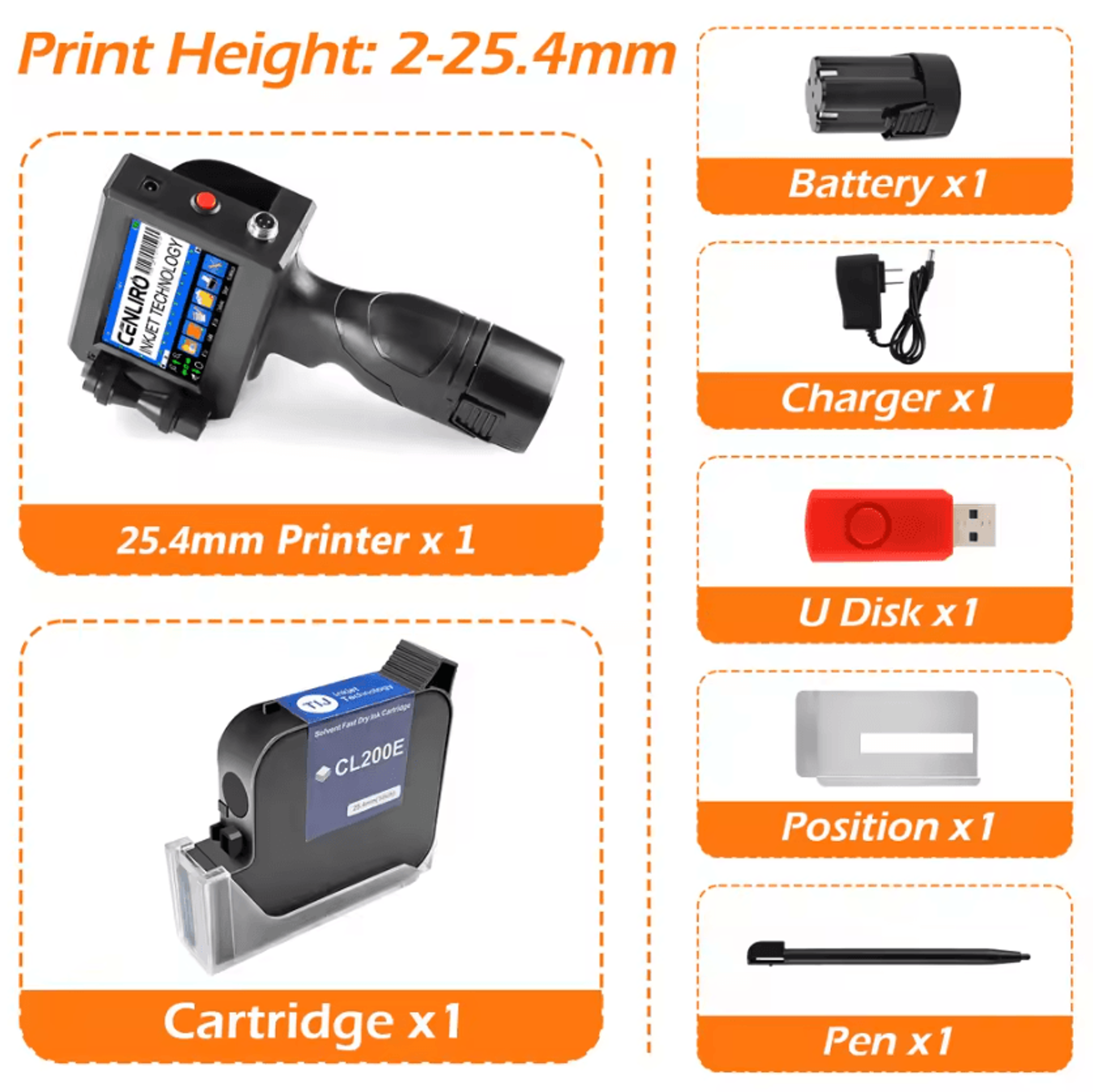 Cenliro CL20B 254mm Handheld Inkjet Printer Portable Batch Date And QR Code Coding Machine 7