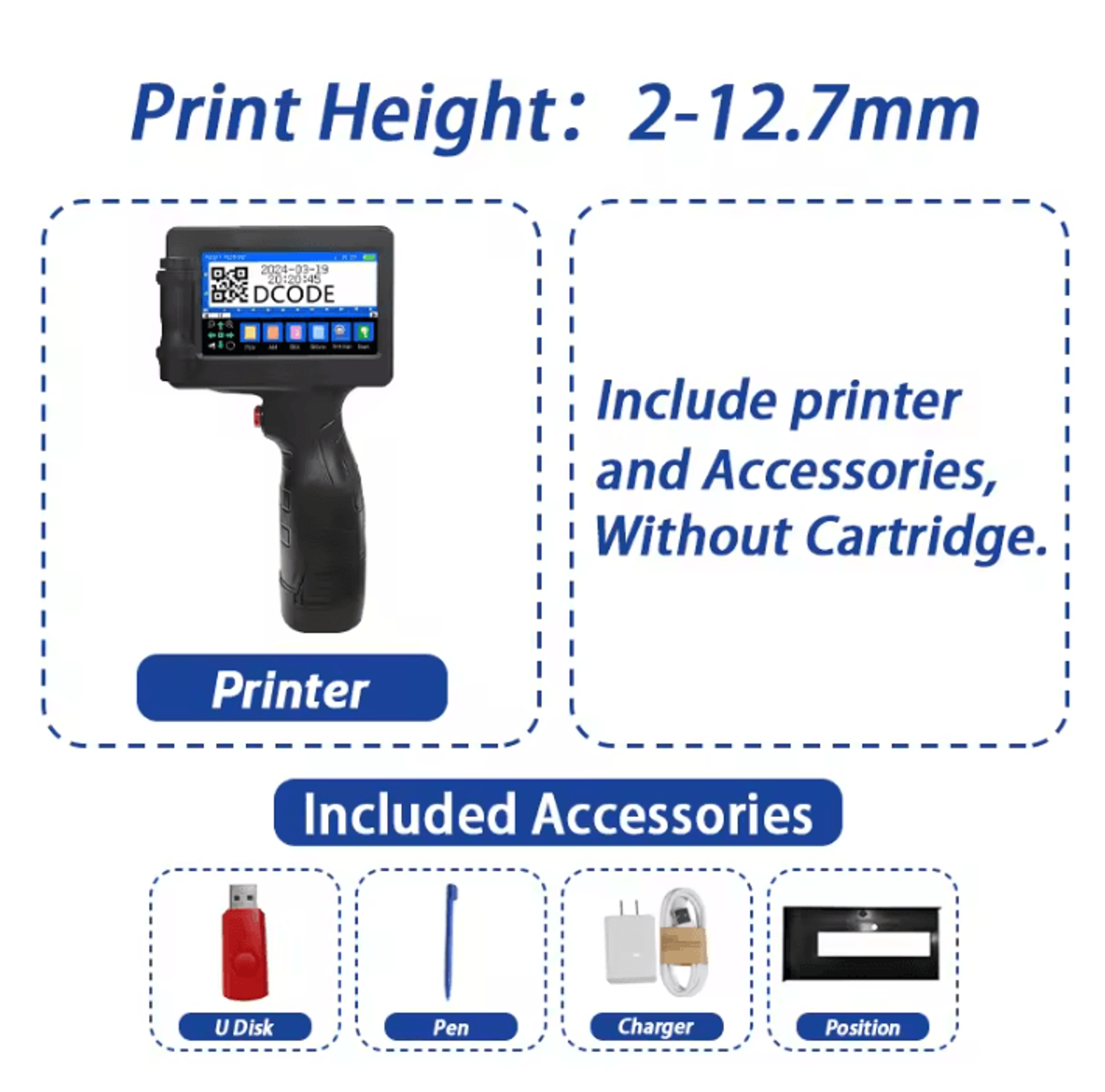 DCODE 1755PLUS 127mm Portable Handheld Inkjet Printer For Batch Date Barcode And Logo Coding 4