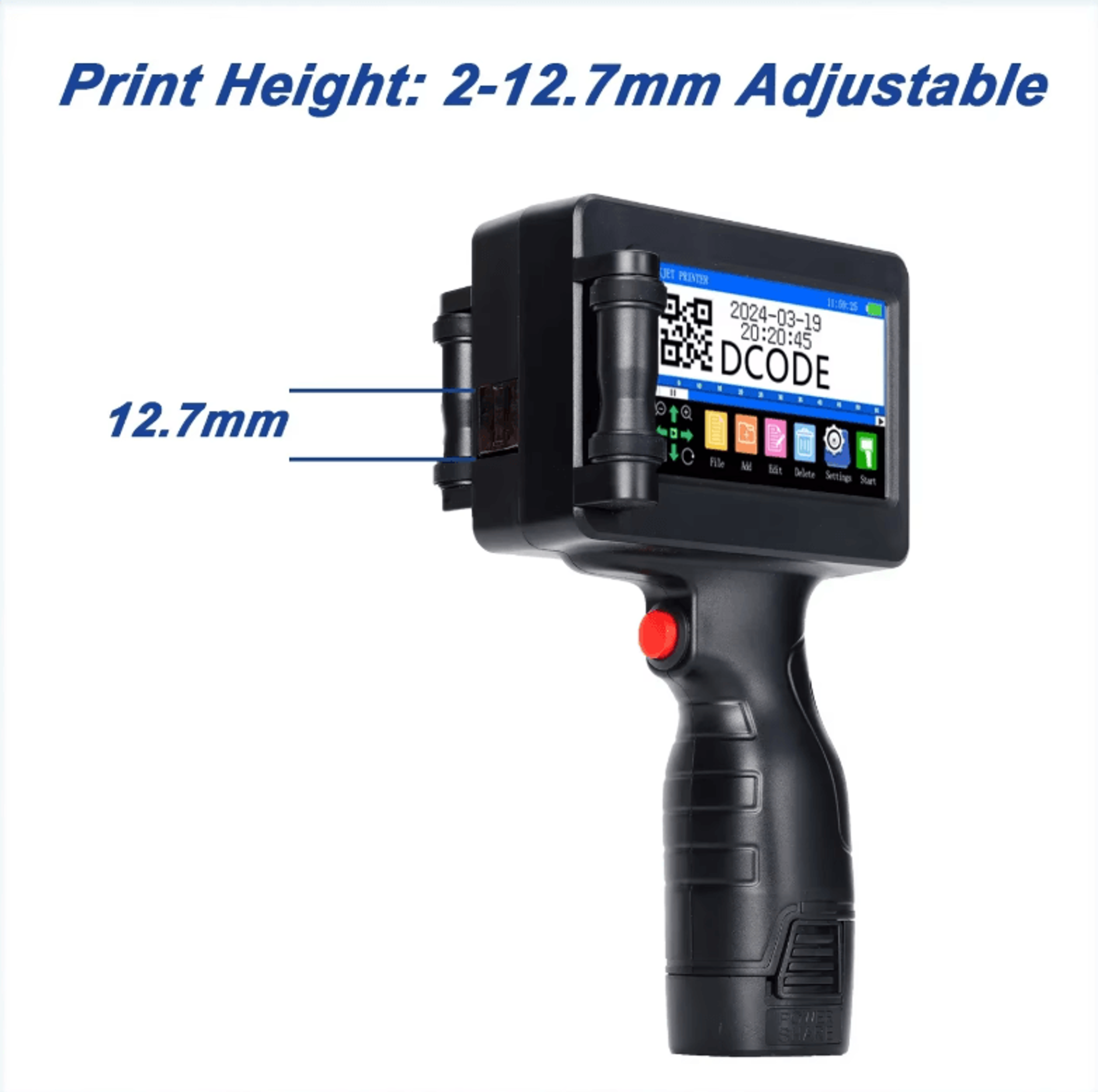 DCODE 1755PLUS 127mm Portable Handheld Inkjet Printer For Batch Date Barcode And Logo Coding 1