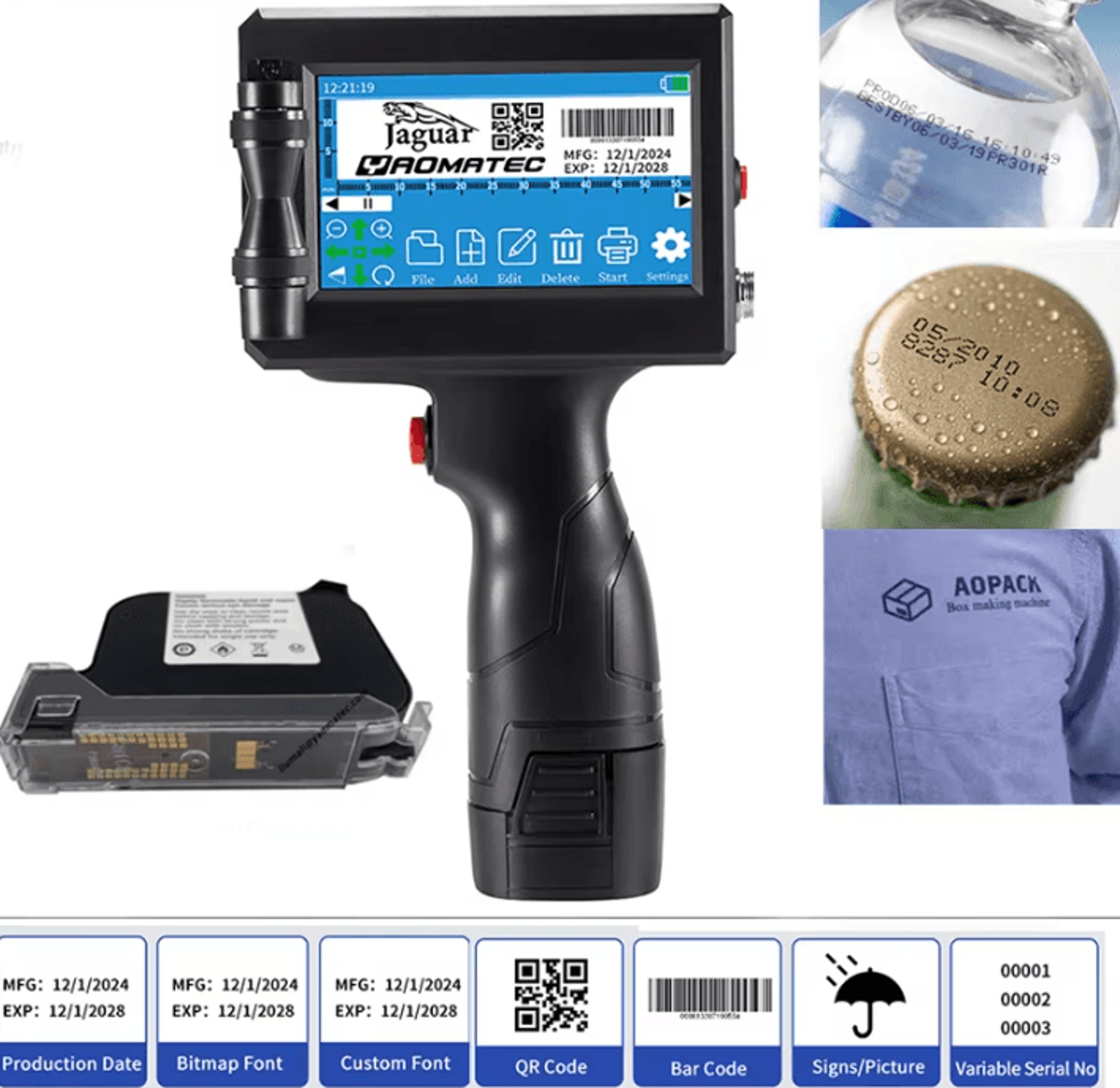 S7 Y7 127mm Handheld Inkjet Printer Portable QR Barcode And Expiry Date Coding Machine 0