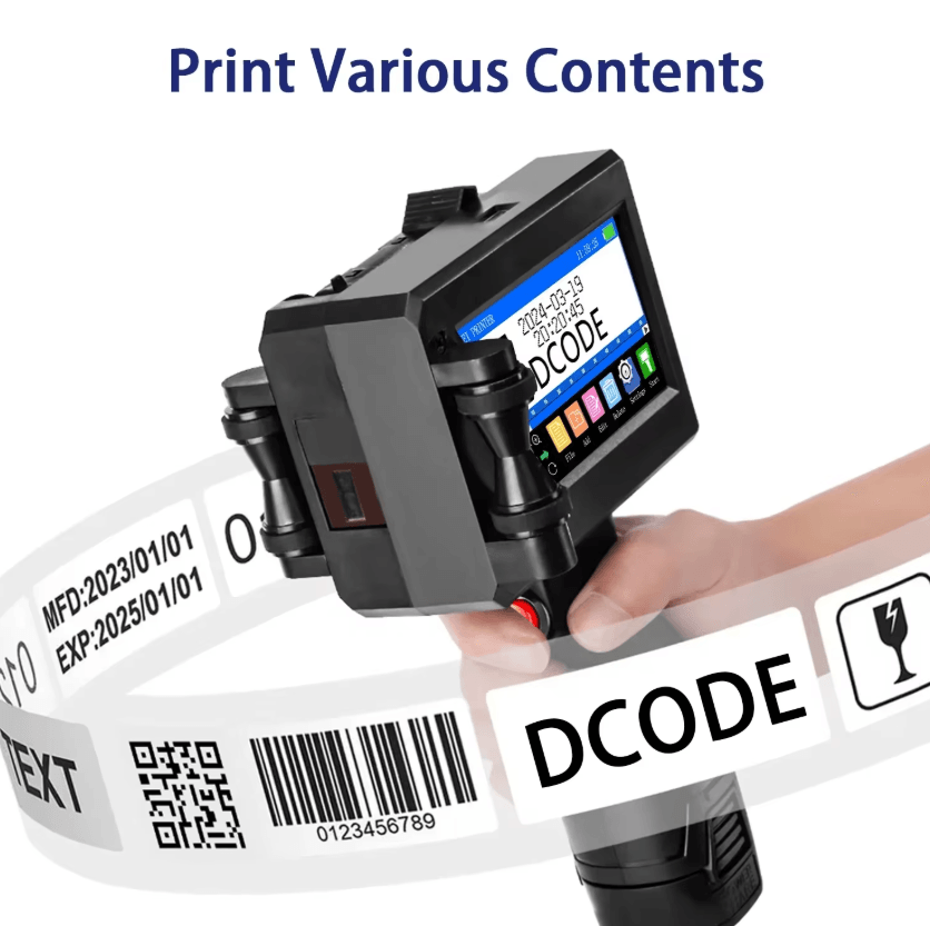 DCODE 1750plus Portable Handheld Inkjet Printer 127mm 254mm Barcode QR And Date Coding Machine 1