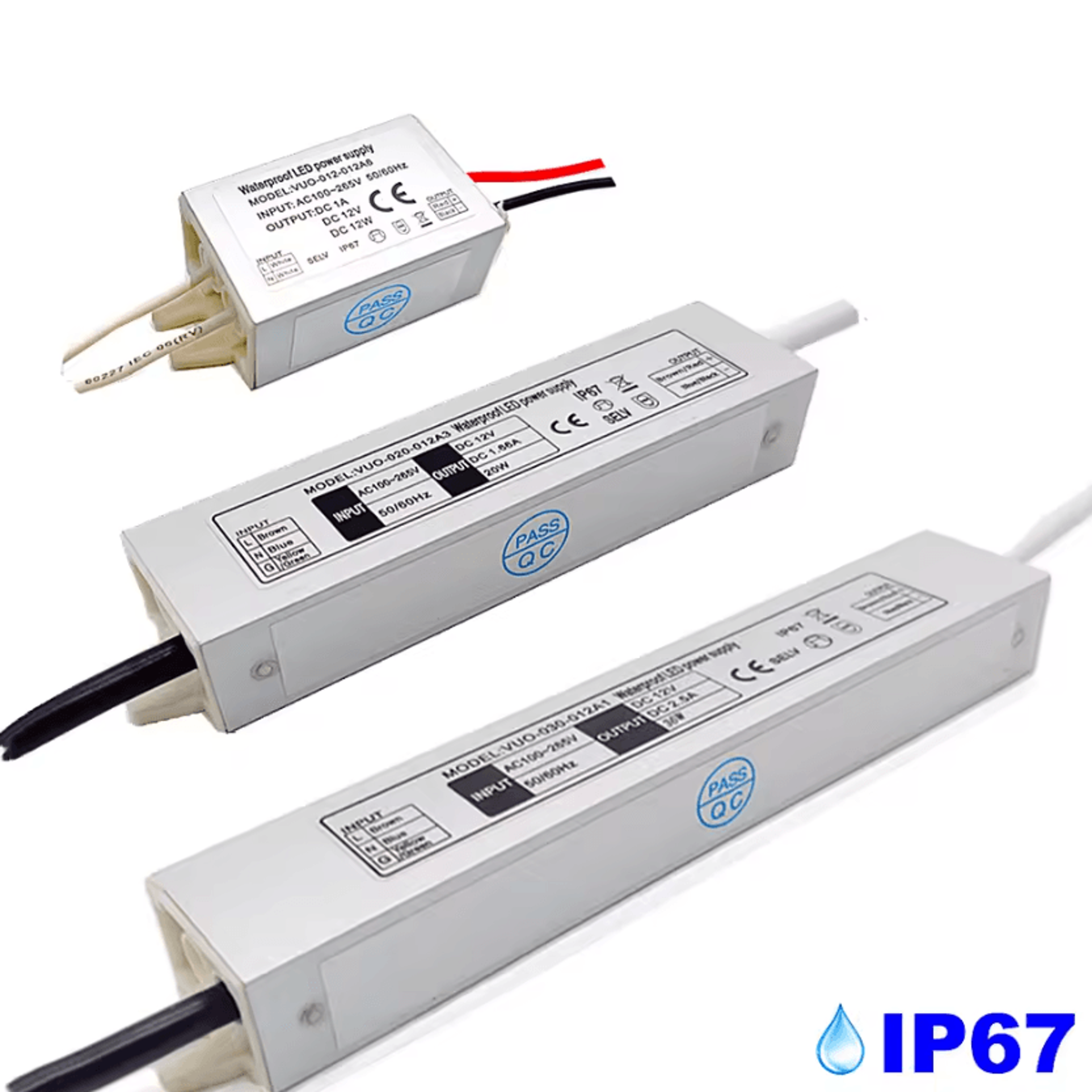 IP67 Waterproof LED Driver 12W 20W 36W AC100265V To DC12V Power Supply Transformer For LED Lighting 0