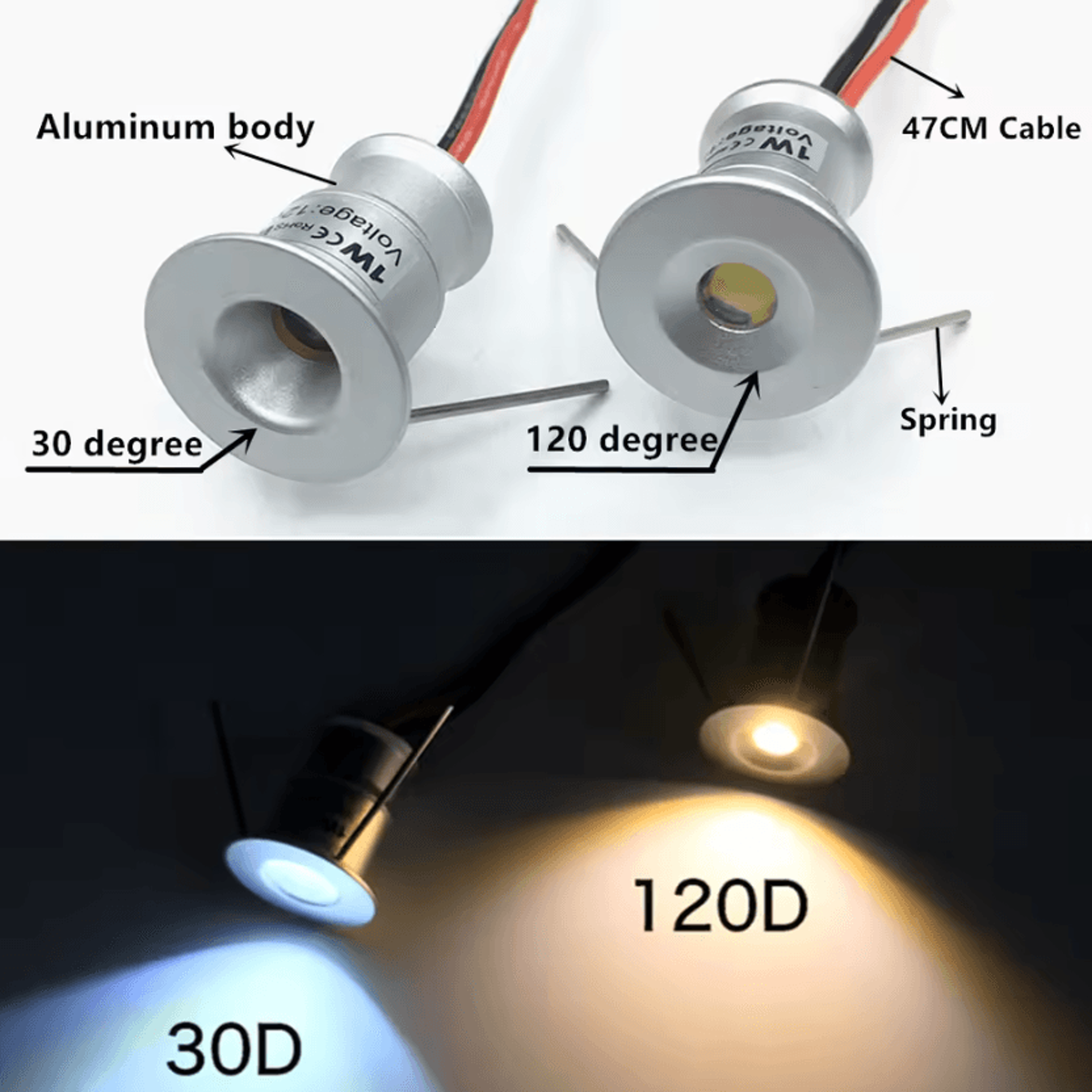 1W IP65 Mini LED Recessed Downlight 12V 24V Dimmable Spotlight For Kitchen Cabinets Stairs And Outd 4