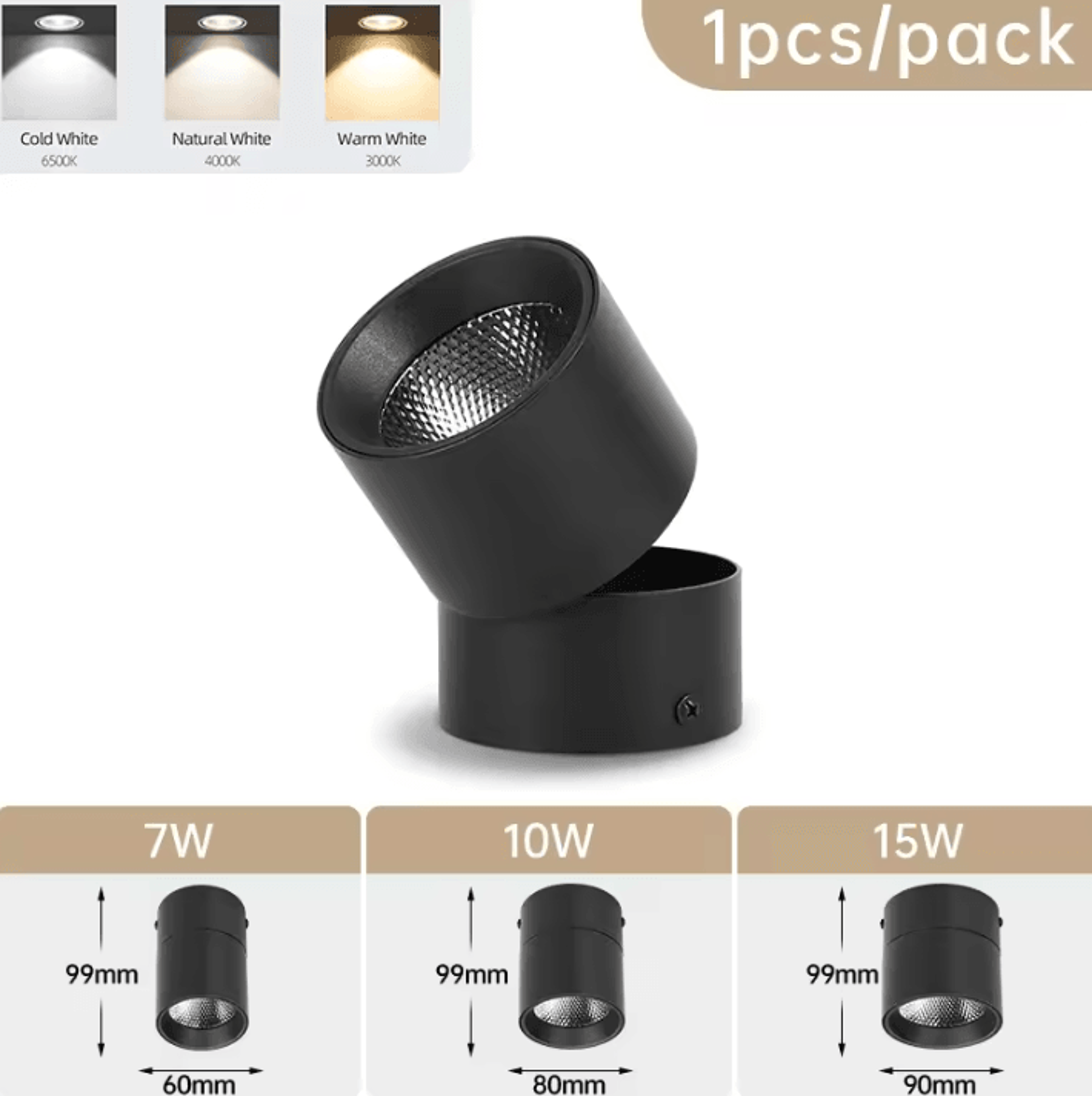 Foldable LED Surface Mounted Downlight 7W 10W 15W TriColor Adjustable Ceiling Spotlight For Living  3