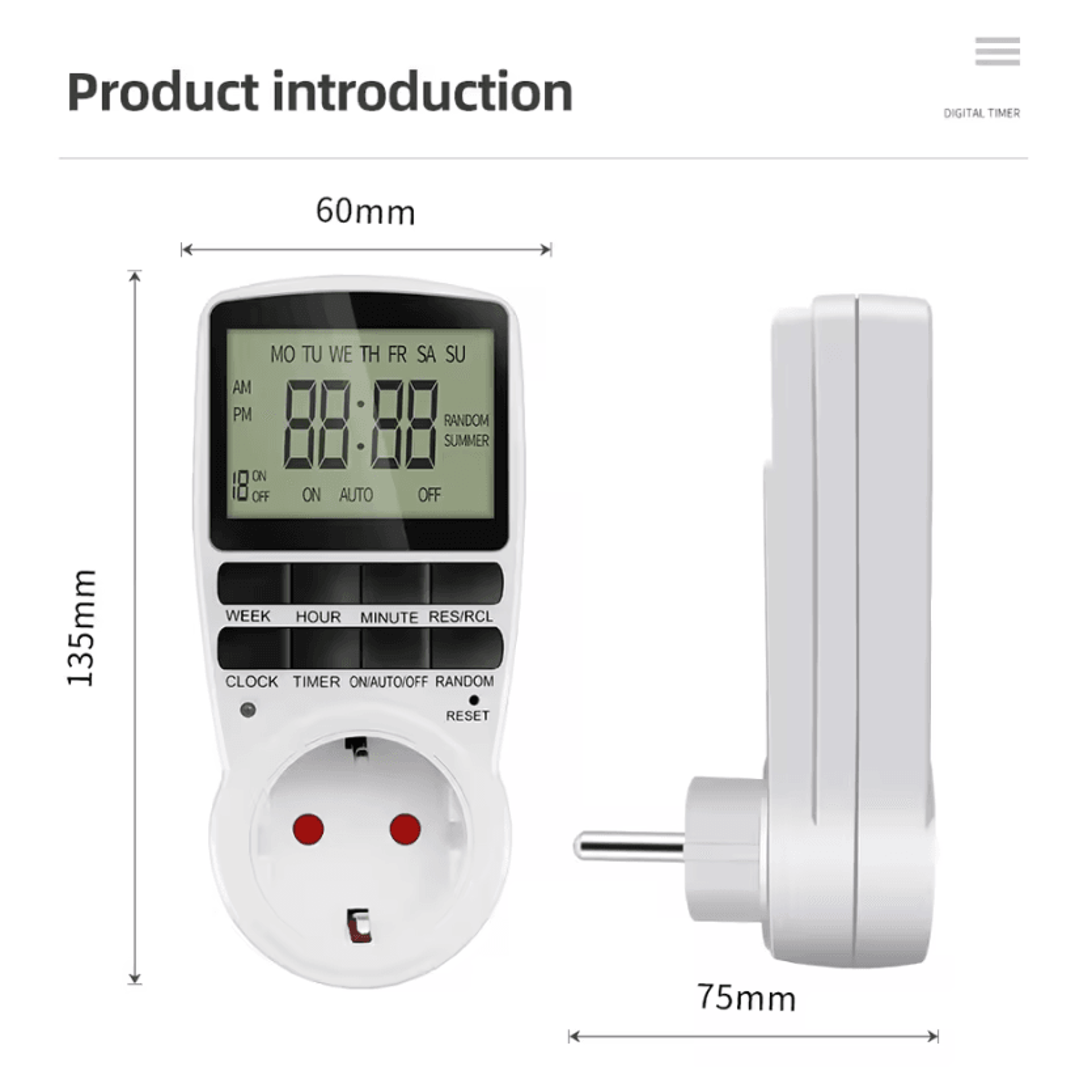 Digital Programmable Timer Switch 1224 Hour Electronic Socket Outlet For Kitchen Appliances With EU 1