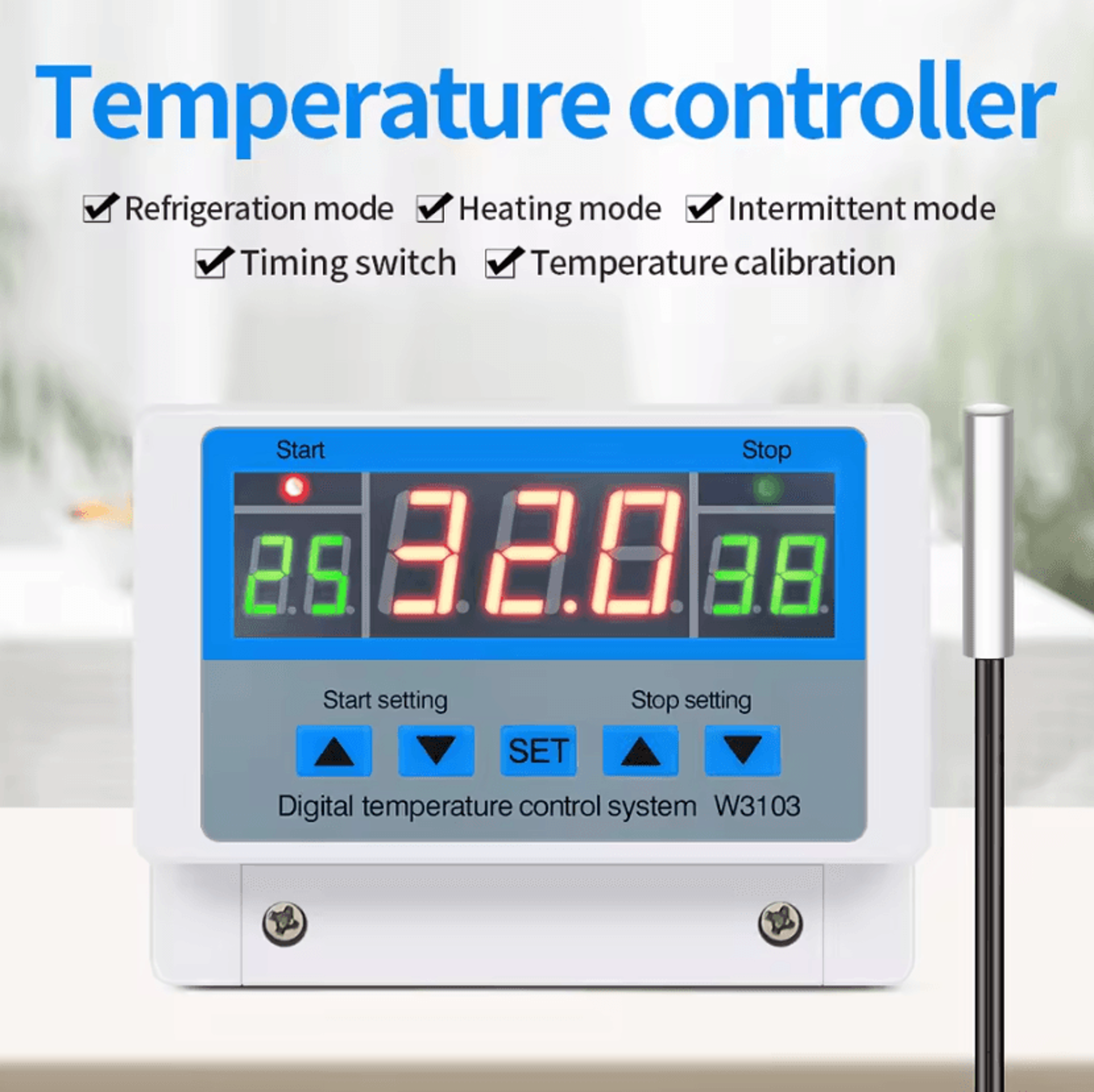 XHW3103 Digital Temperature Controller 12V 220V LCD Thermostat Switch 30A 5000W For Heating And Coo 0