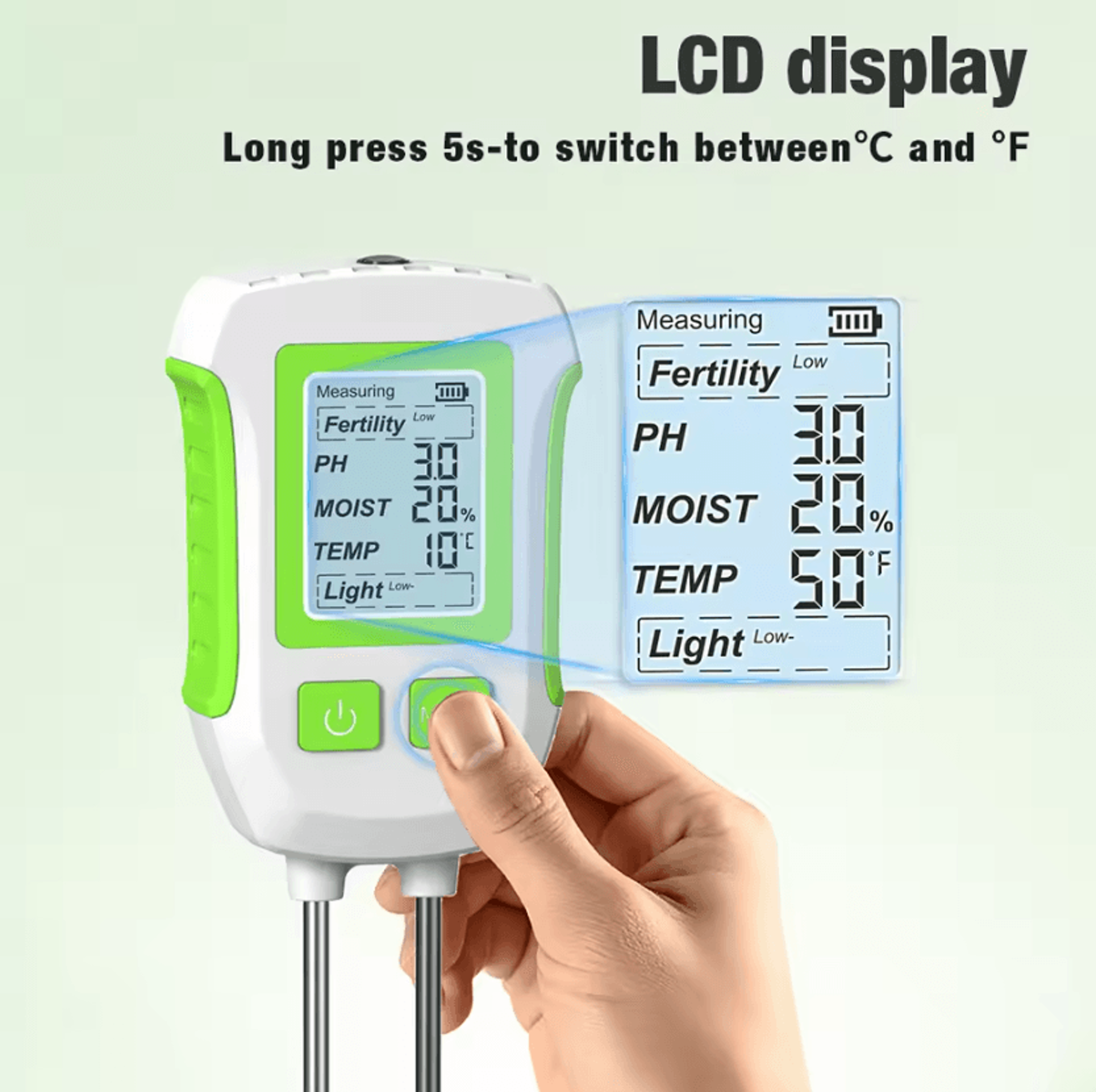3in1 5in1 Digital Soil Tester LCD Backlit PH Moisture Temperature Fertility And Sunlight Meter For  1