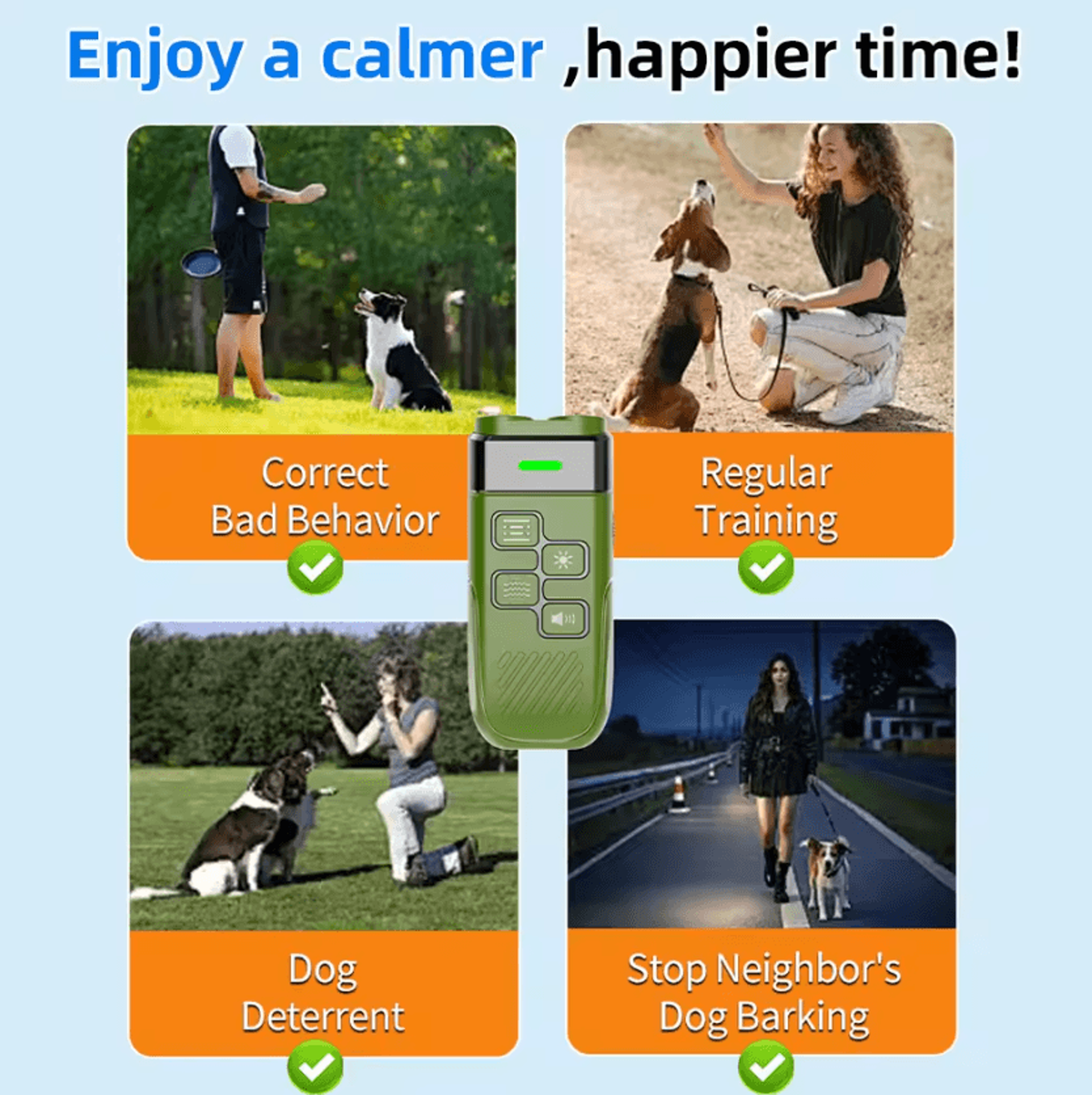 Ultrasonic Dog Bark Deterrent With Bright LED Light Dual Action Anti Barking Device For Pet Trainin 1