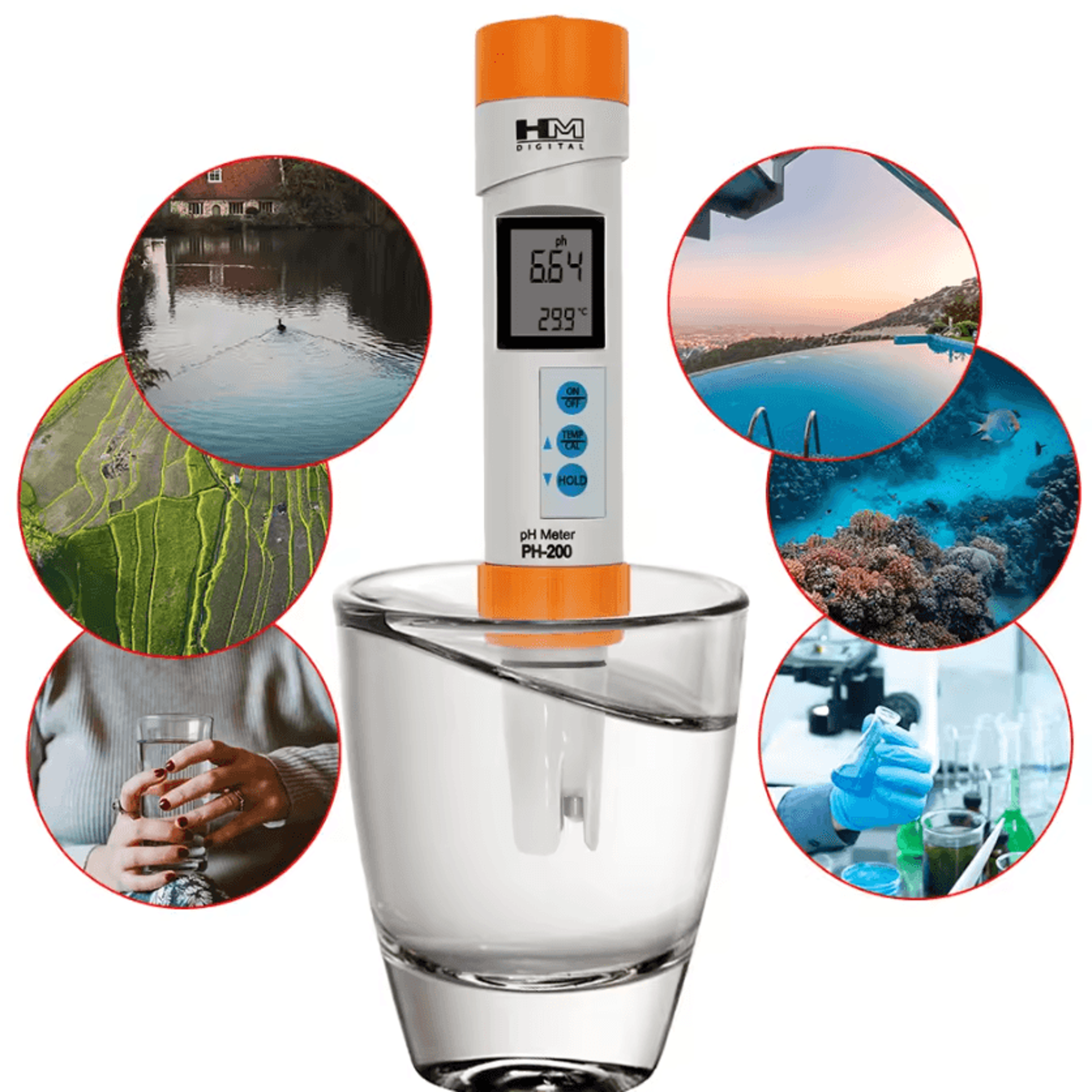 HM Digital PH200 COM100 Water Quality Tester PH EC TDS Temperature Meter With Automatic Calibration 2
