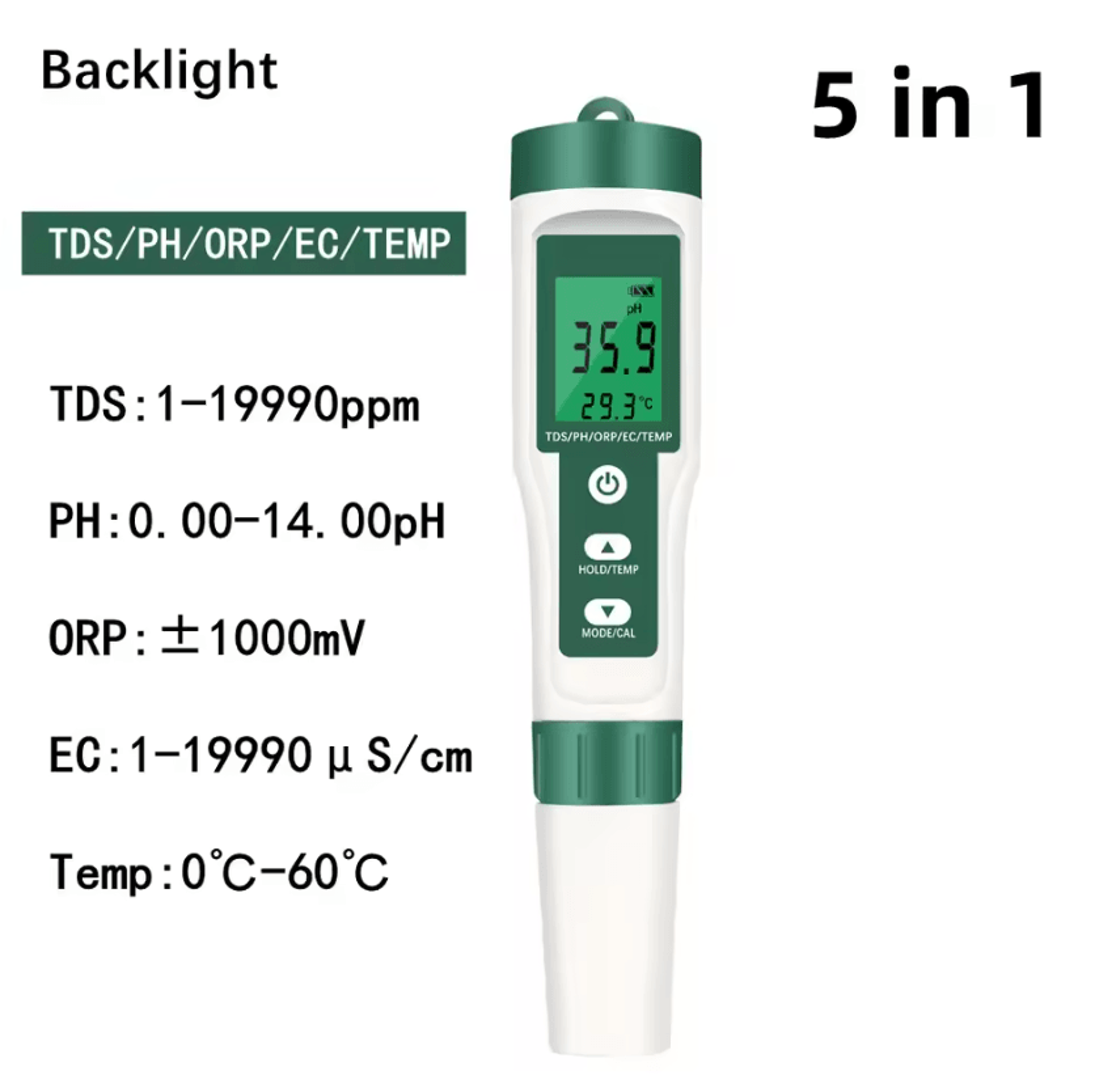 4in1 5in1 7in1 Digital Water Quality Tester PH TDS EC ORP Salinity Temperature Meter With Backlit D 6