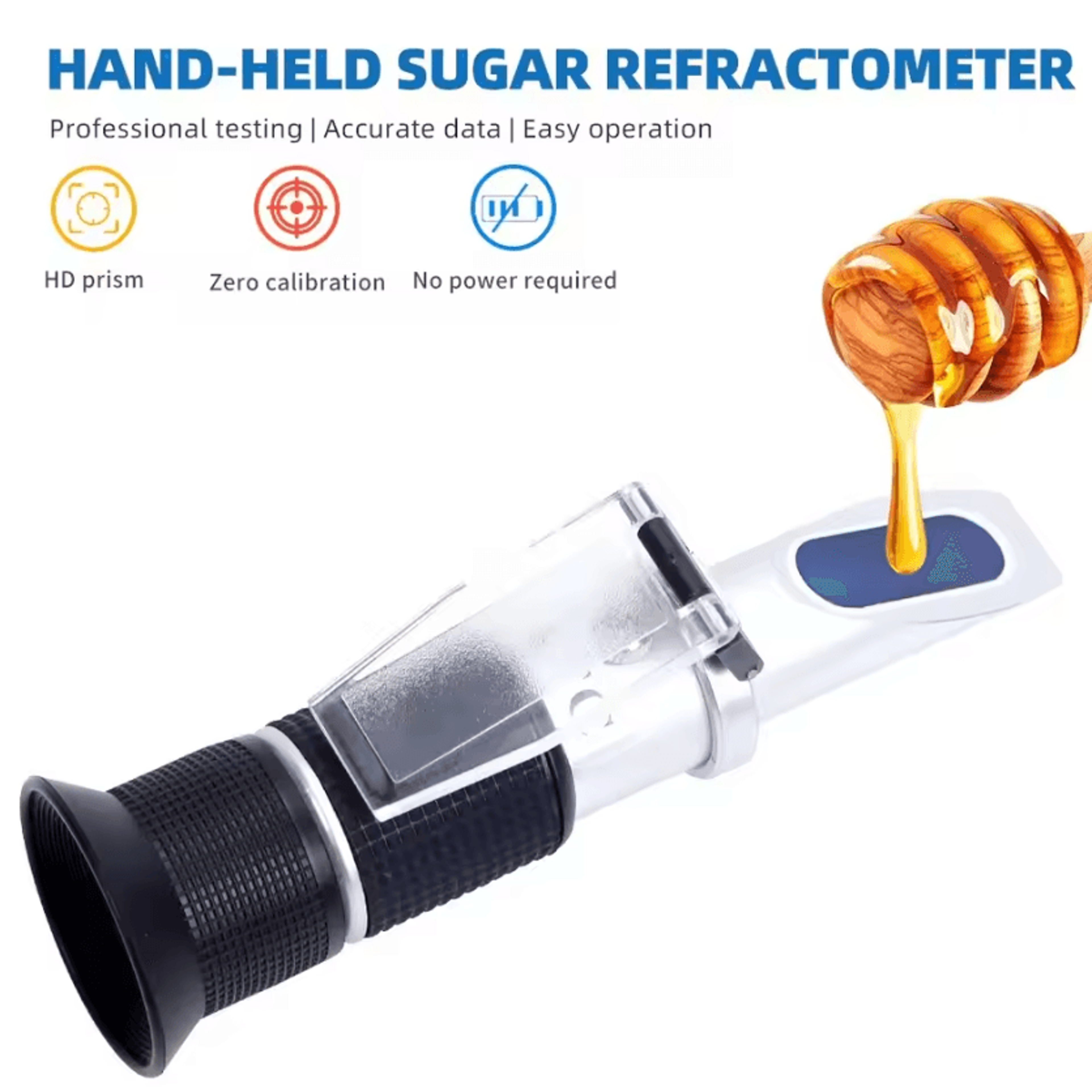 Handheld Honey Refractometer 080 Brix Sugar Concentration Meter With ATC For Honey Fruit And Food T 1