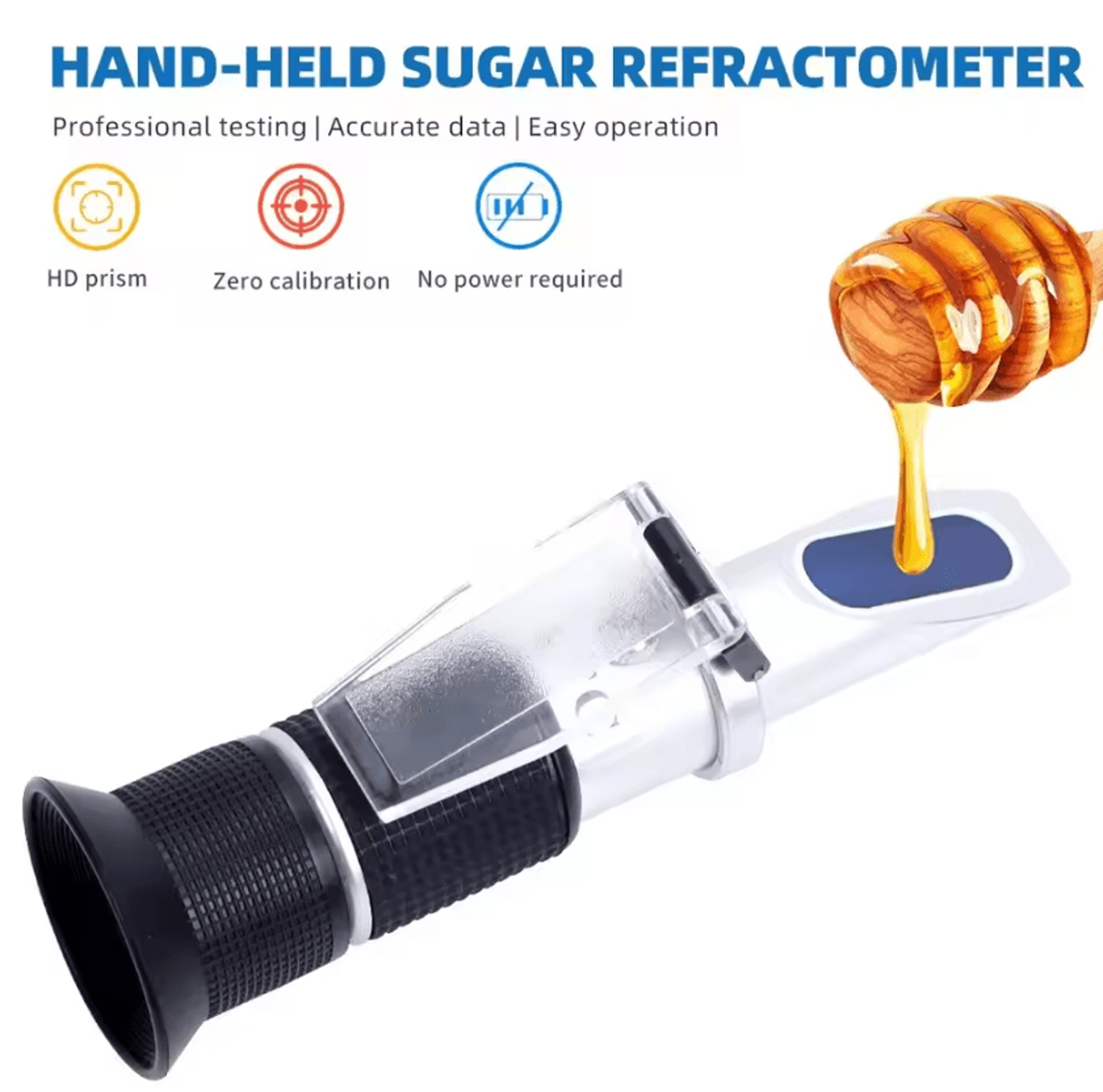 Handheld Honey Refractometer 080 Brix Sugar Concentration Meter With ATC For Honey Fruit And Food T 6