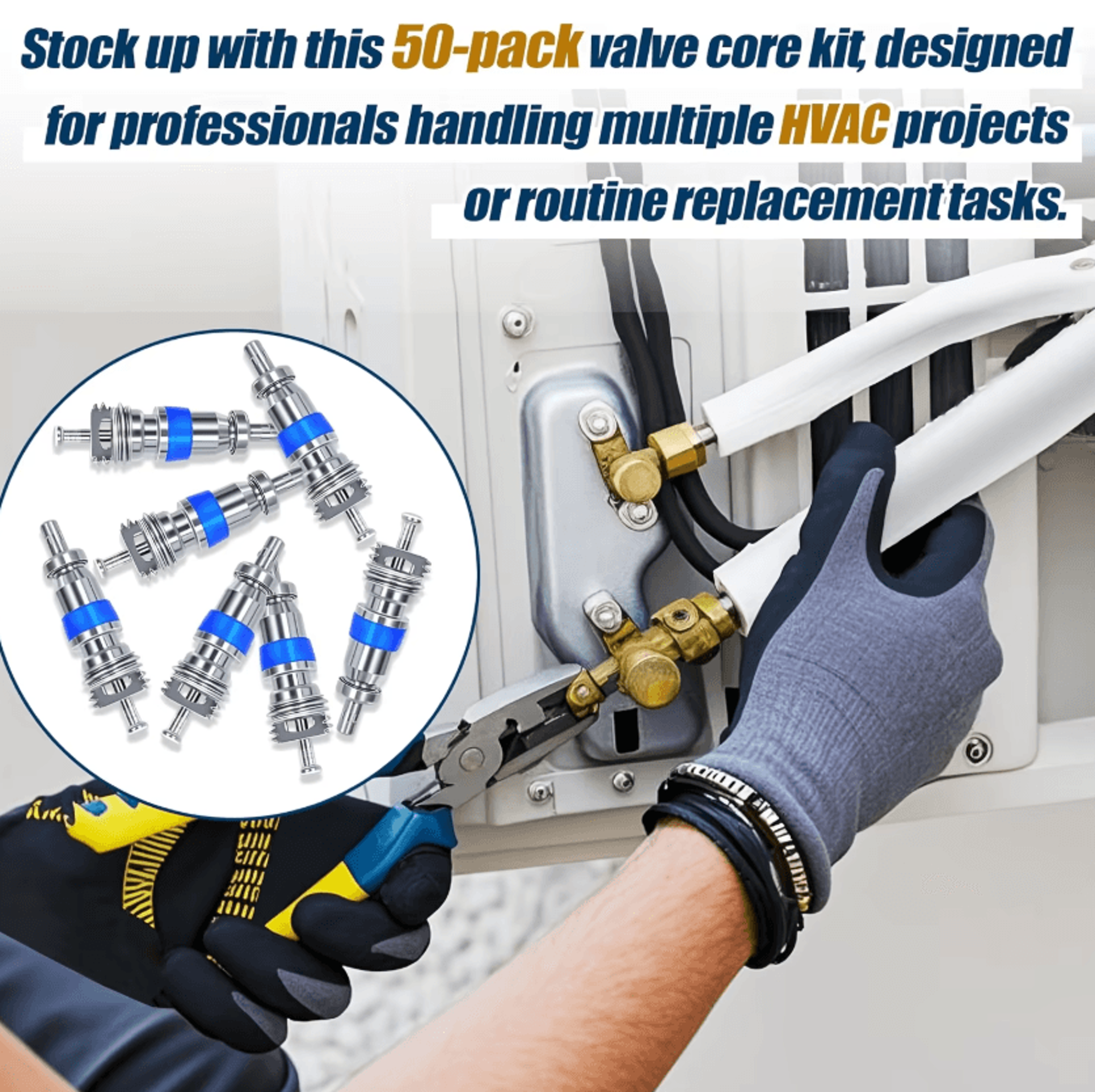 50PCS High Pressure HVAC Valve Core Replacement Set For R410A R32 R22 Air Conditioning And Refriger 5