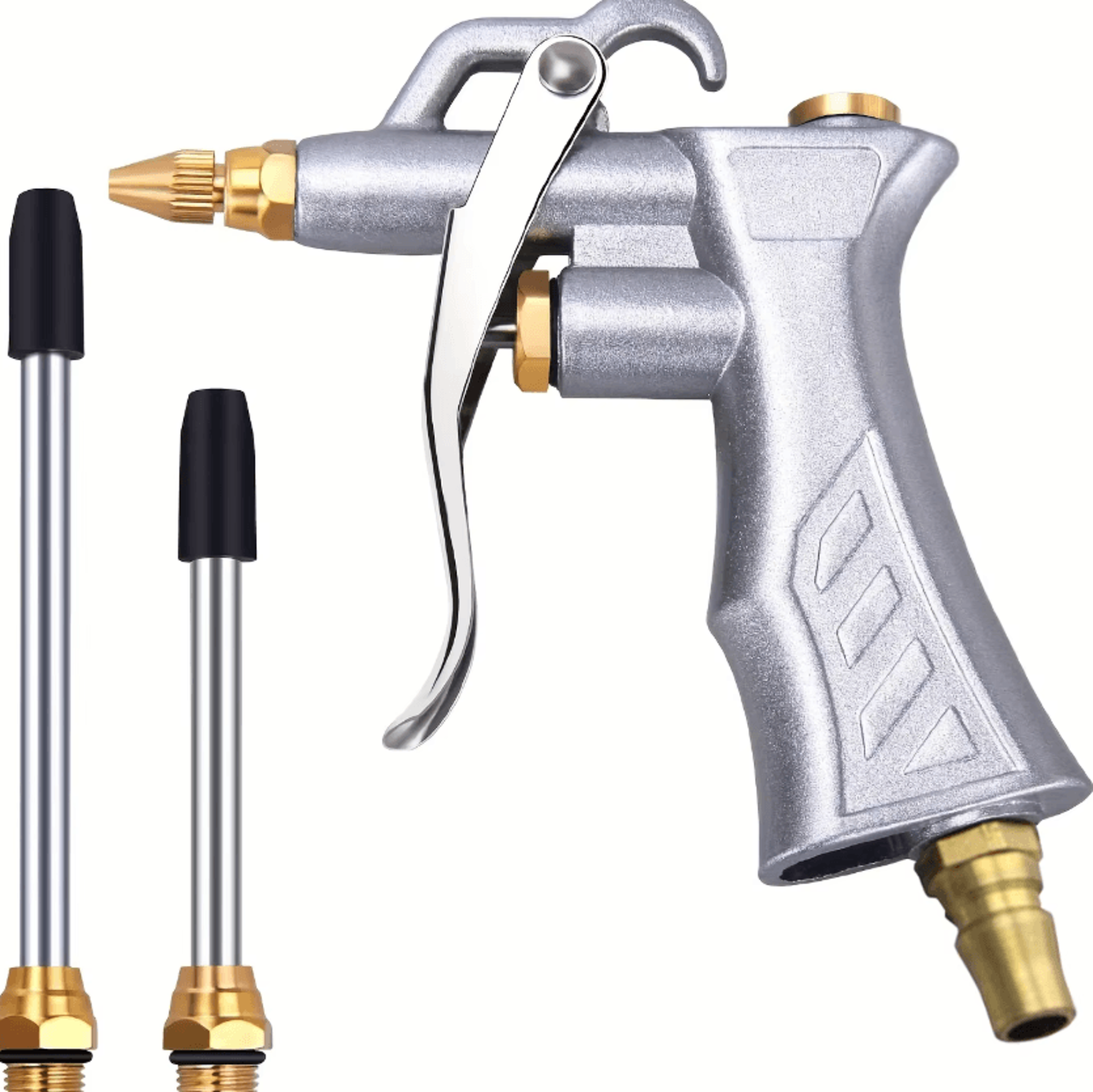 Industrial Pneumatic Air Blow Gun With Adjustable Brass Nozzle And 2 Steel Extension Rods For Air C 0