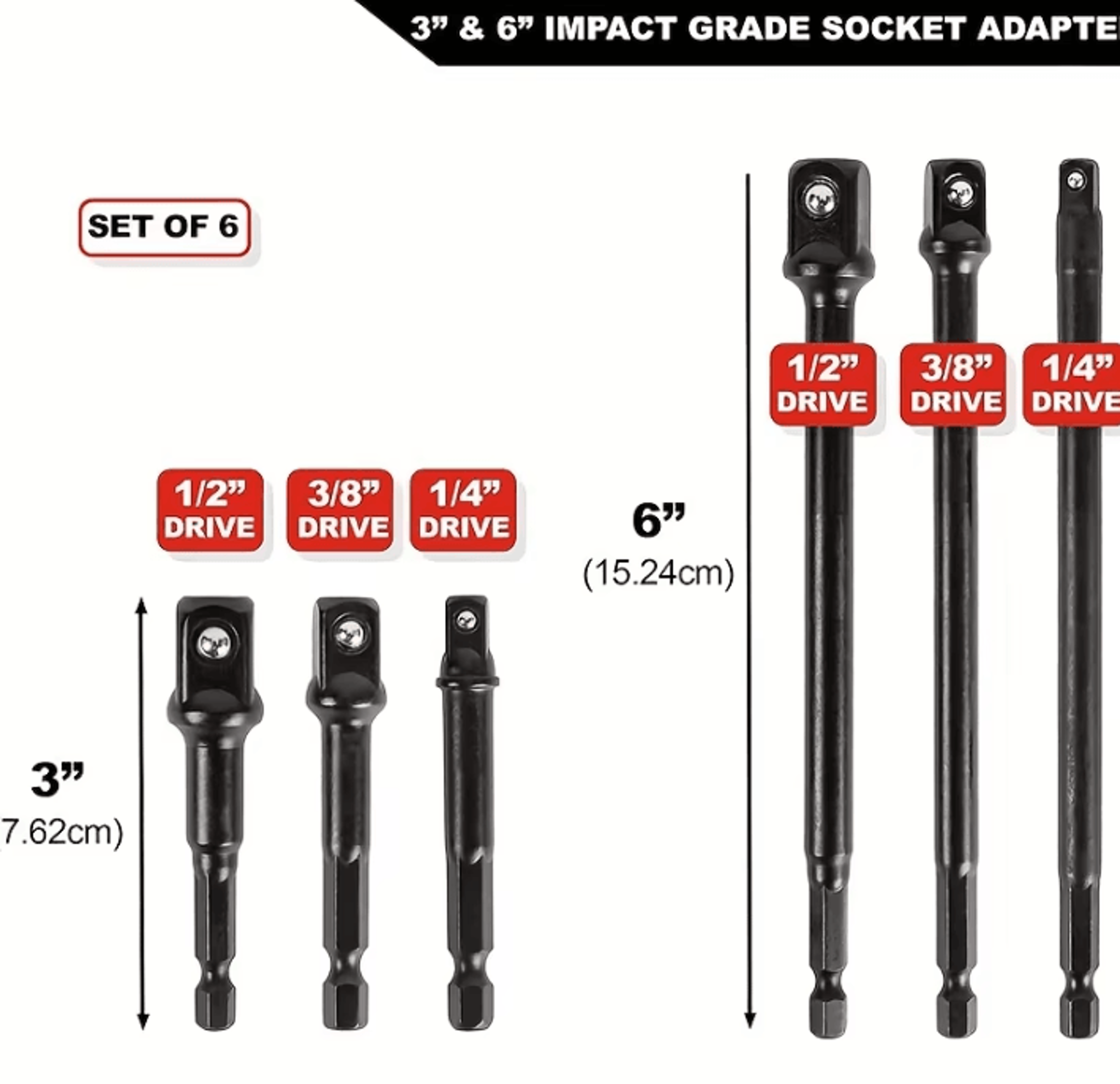 Impact Socket Adapter Kit 14 38 12 Inch Drive Hex Shank Socket Extension Set For Power Drills And I 0