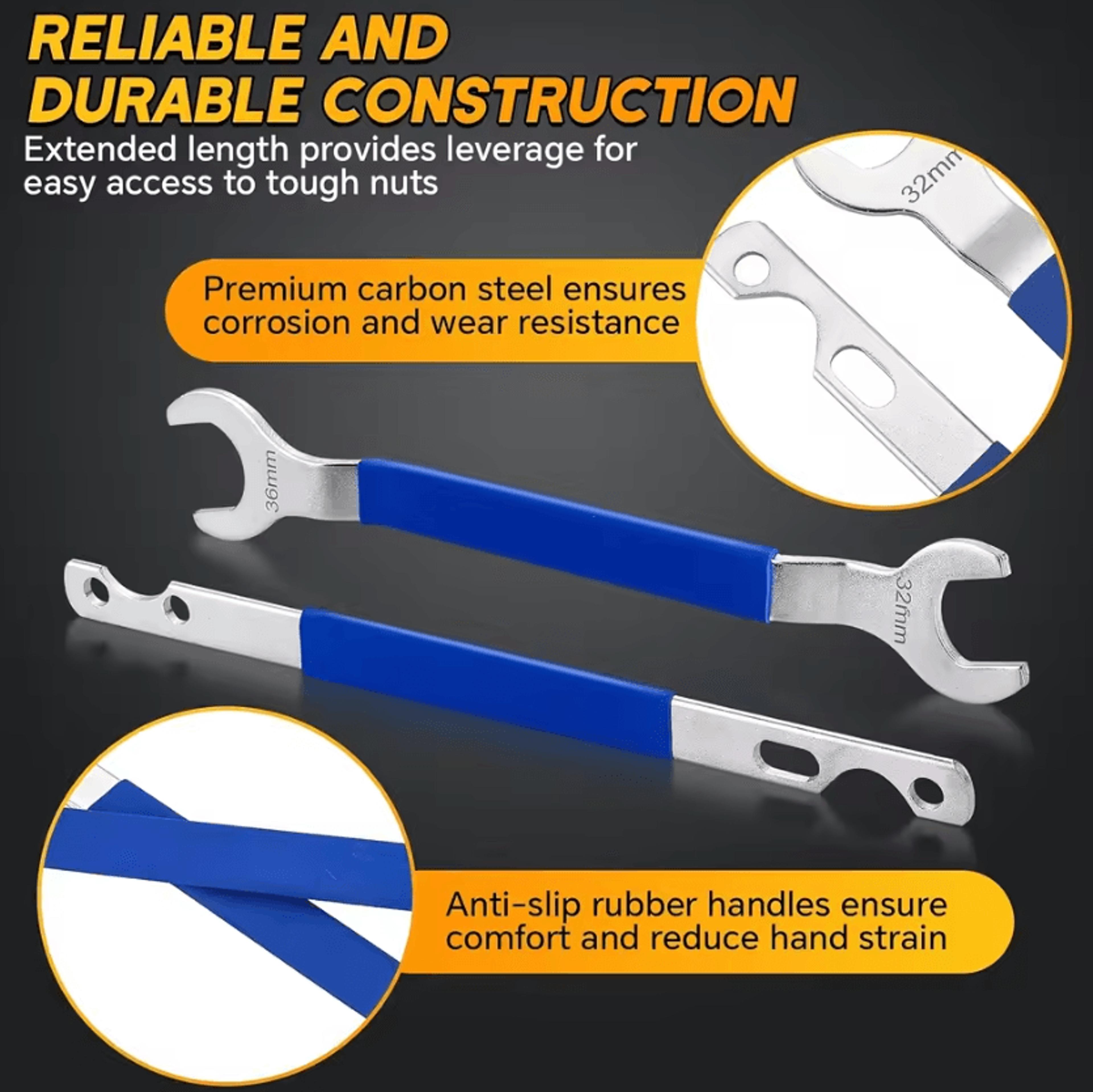 2PCS Fan Clutch Removal Tool Kit 32MM 36MM Wrench Set With Water Pump Pulley Holder For Automotive  4