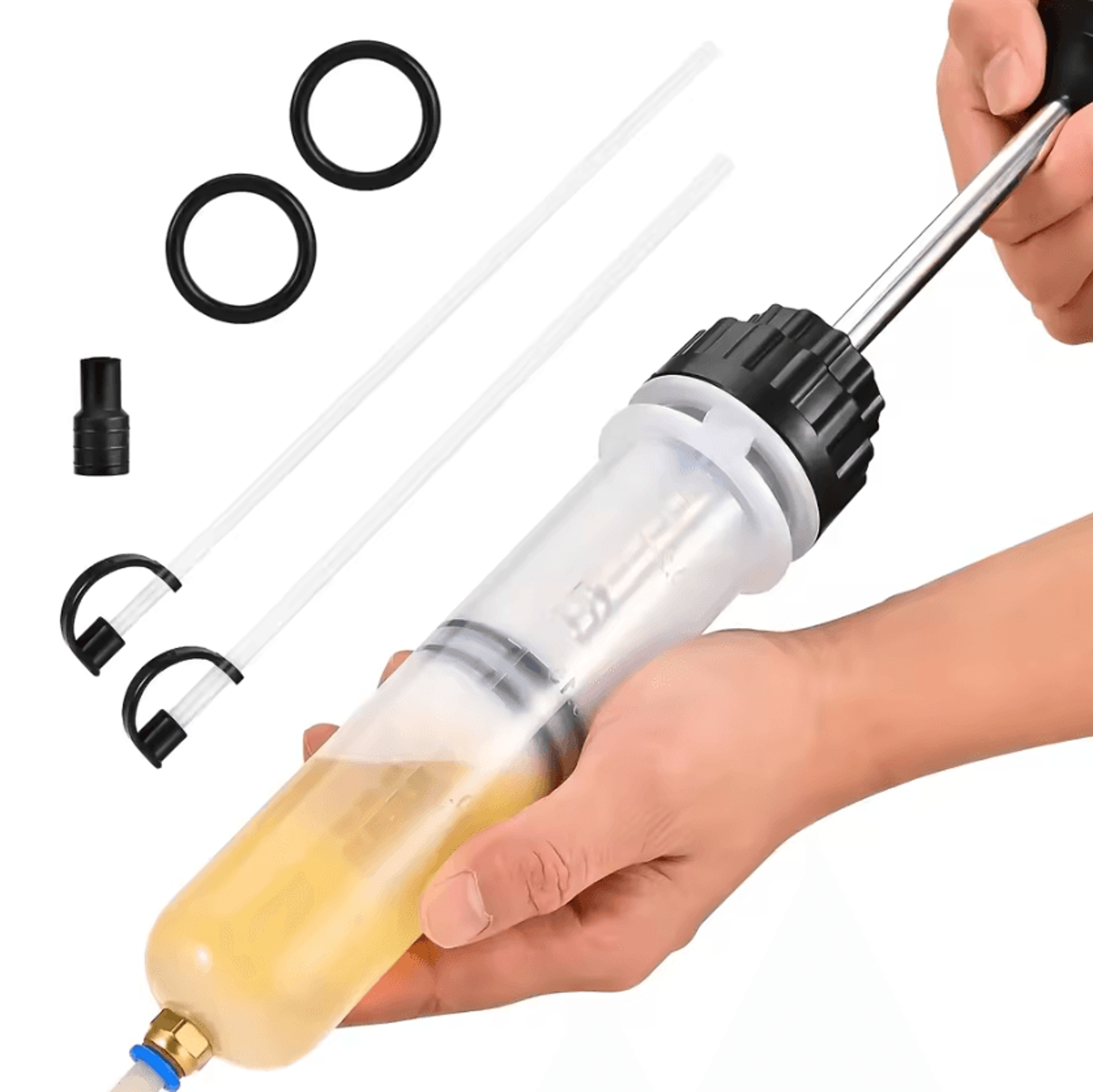 200CC Automotive Fluid Extractor Pump Manual Oil Syringe With 2 Hoses For Vehicle Fluid Transfer An 6