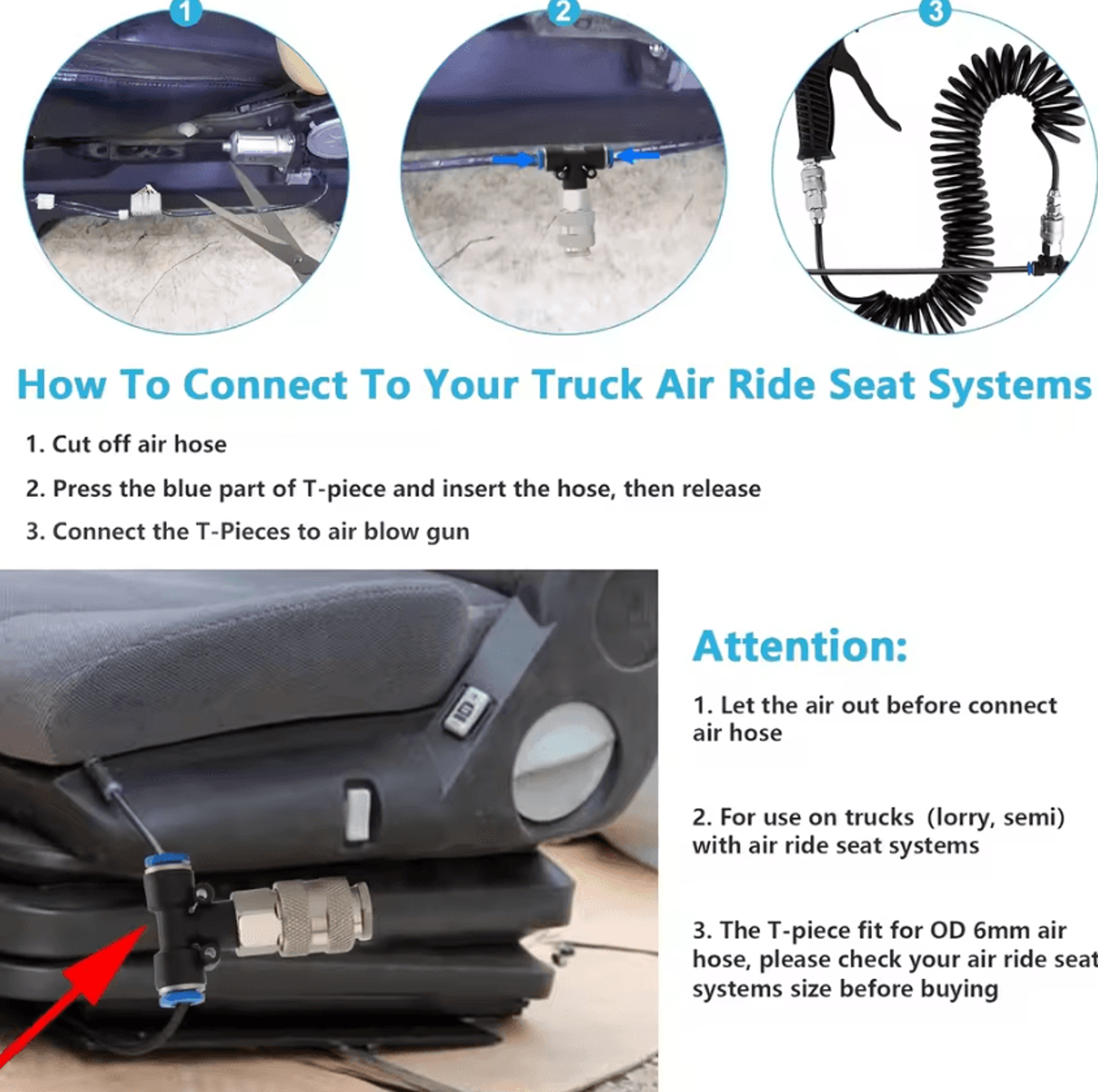 Heavy Duty Truck Air Duster Gun With 5M Recoil Hose Compressed Air Cleaning Kit For Semi Trucks And 5