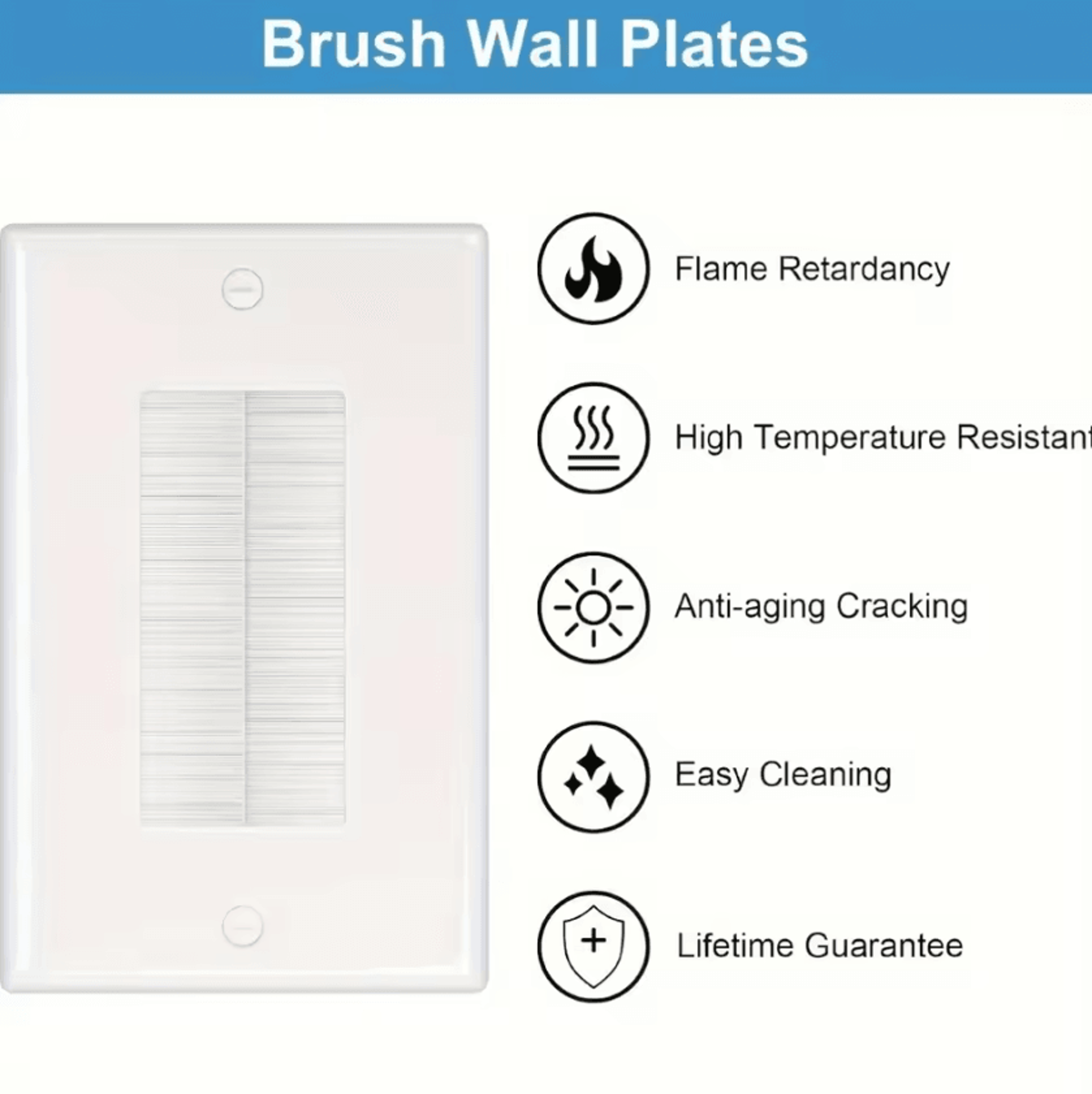 Brush Wall Plate With Low Voltage Mounting Bracket Cable Pass Through Insert For TV Home Theater An 2