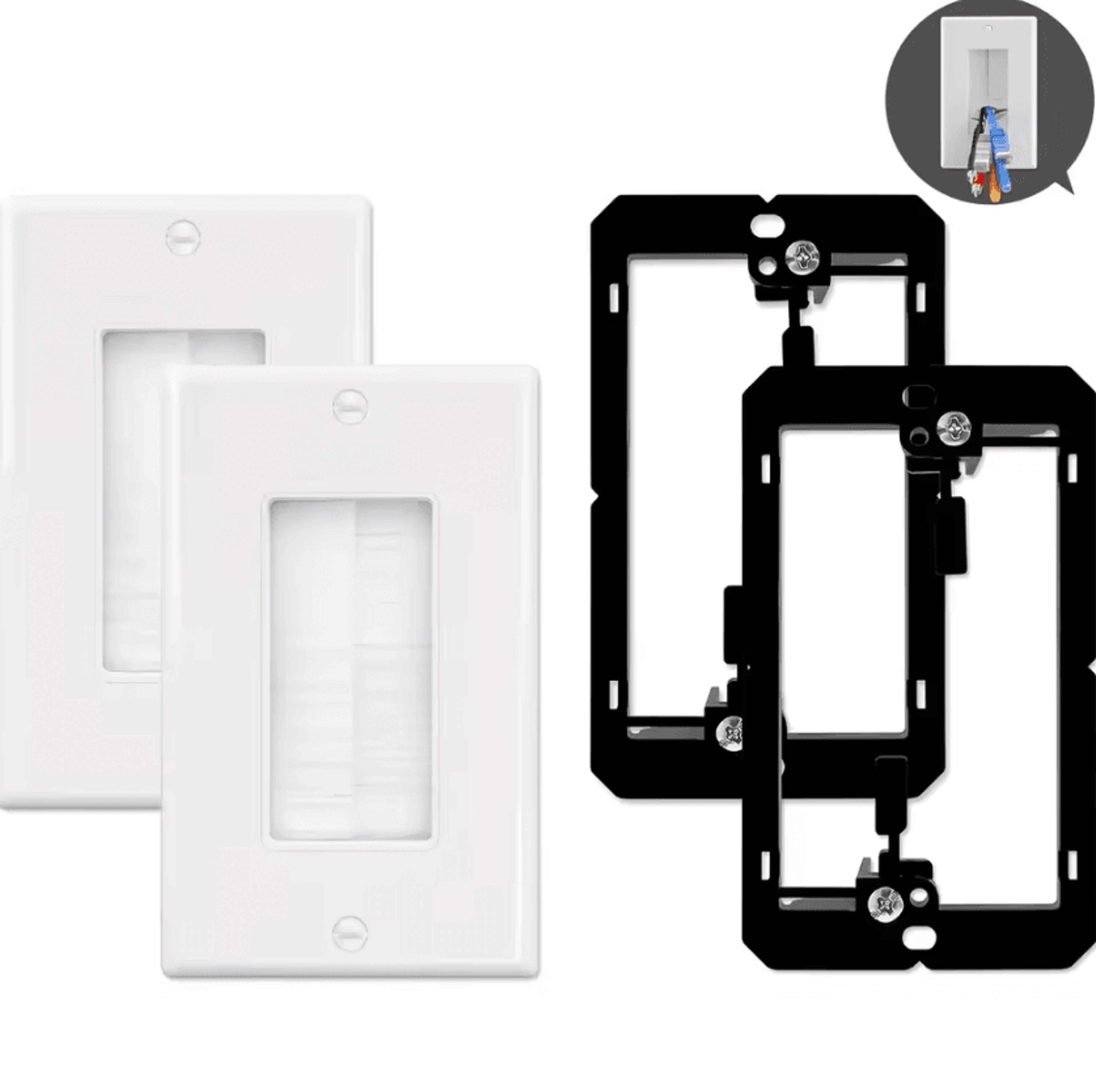 Brush Wall Plate With Low Voltage Mounting Bracket Cable Pass Through Insert For TV Home Theater An 5