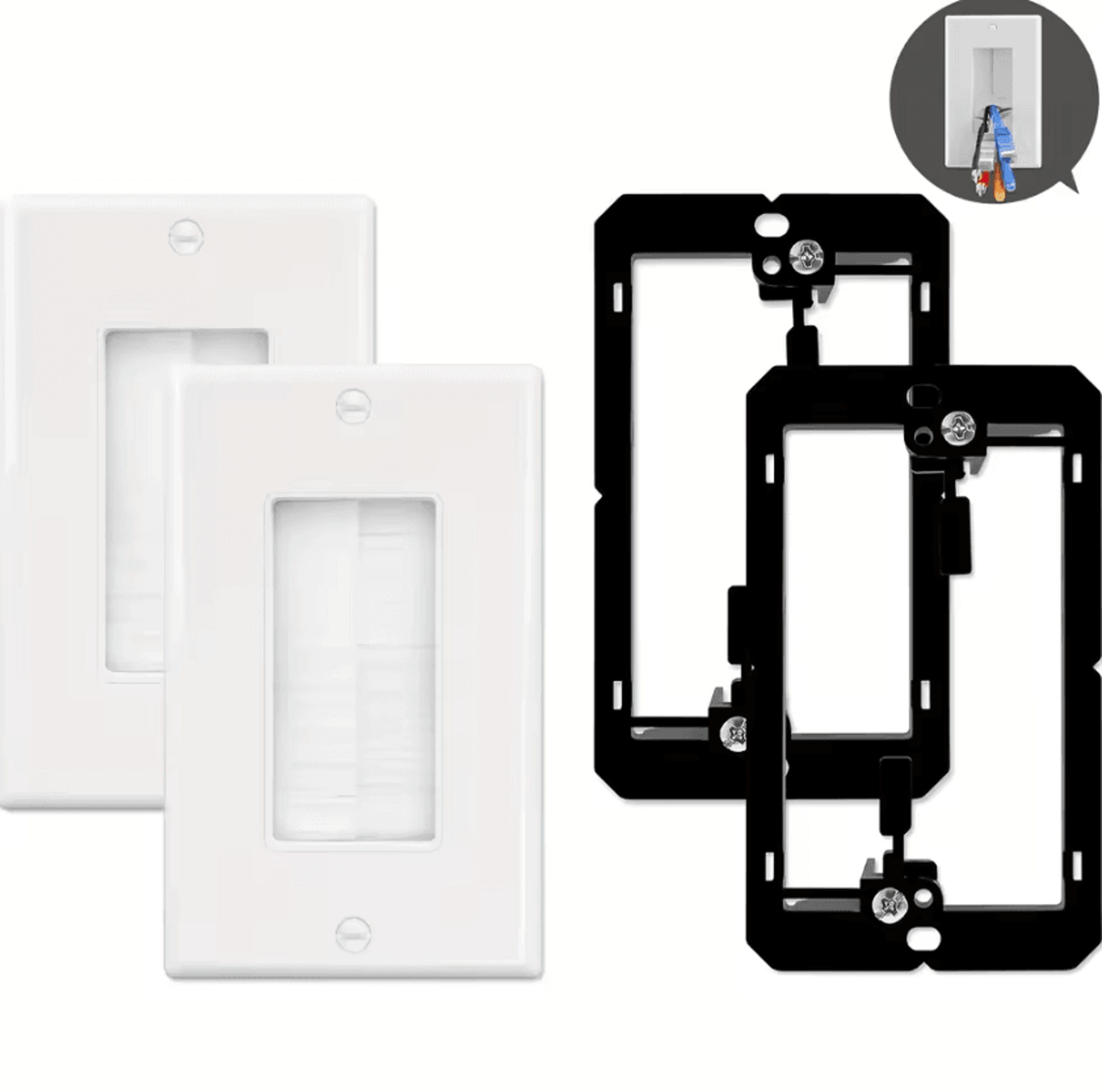 Brush Wall Plate With Low Voltage Mounting Bracket Cable Pass Through Insert For TV Home Theater An 0