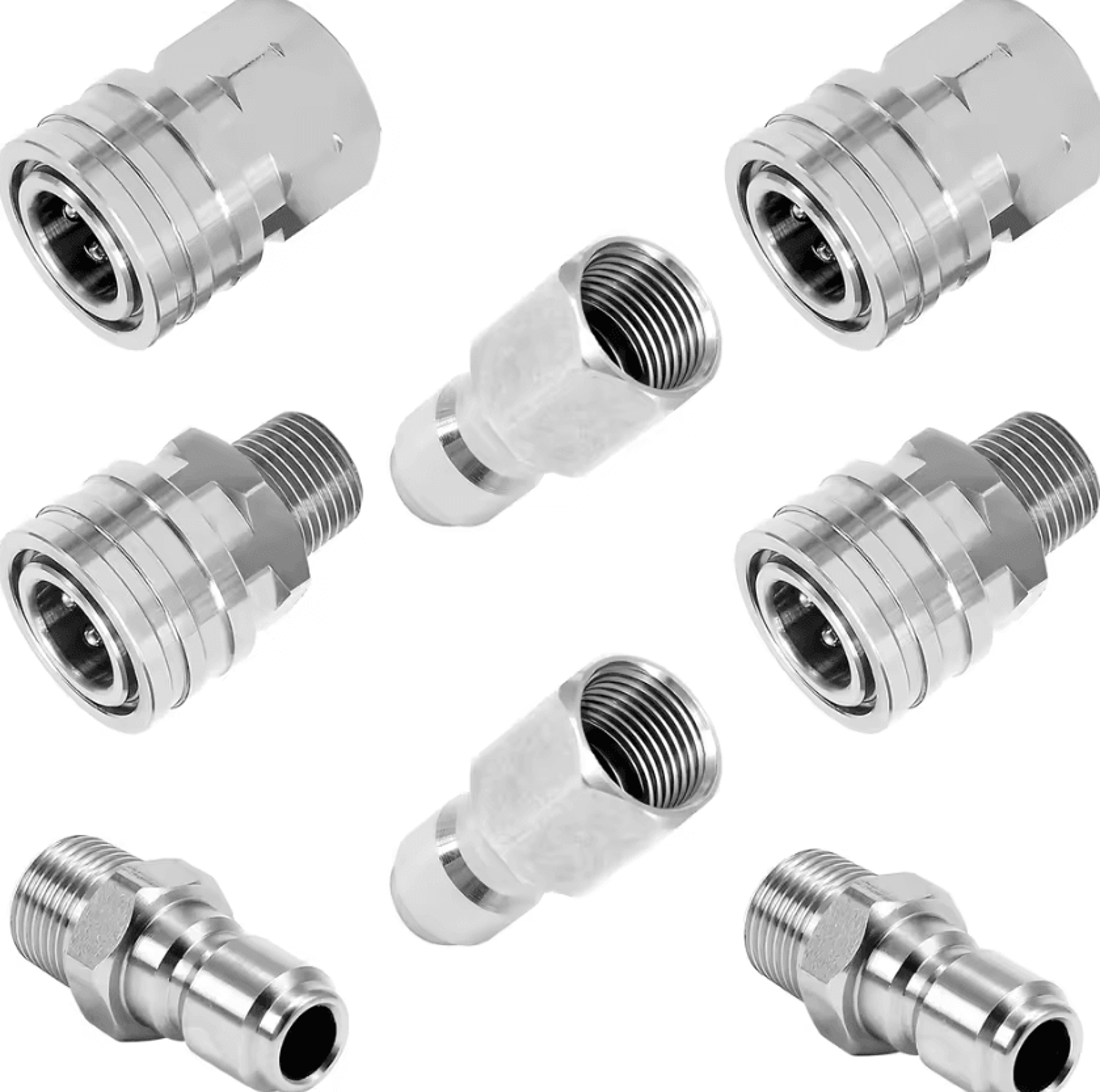 8PCS Stainless Steel Pressure Washer Quick Connect Fittings 38 Inch Male And Female Thread Adapter  0