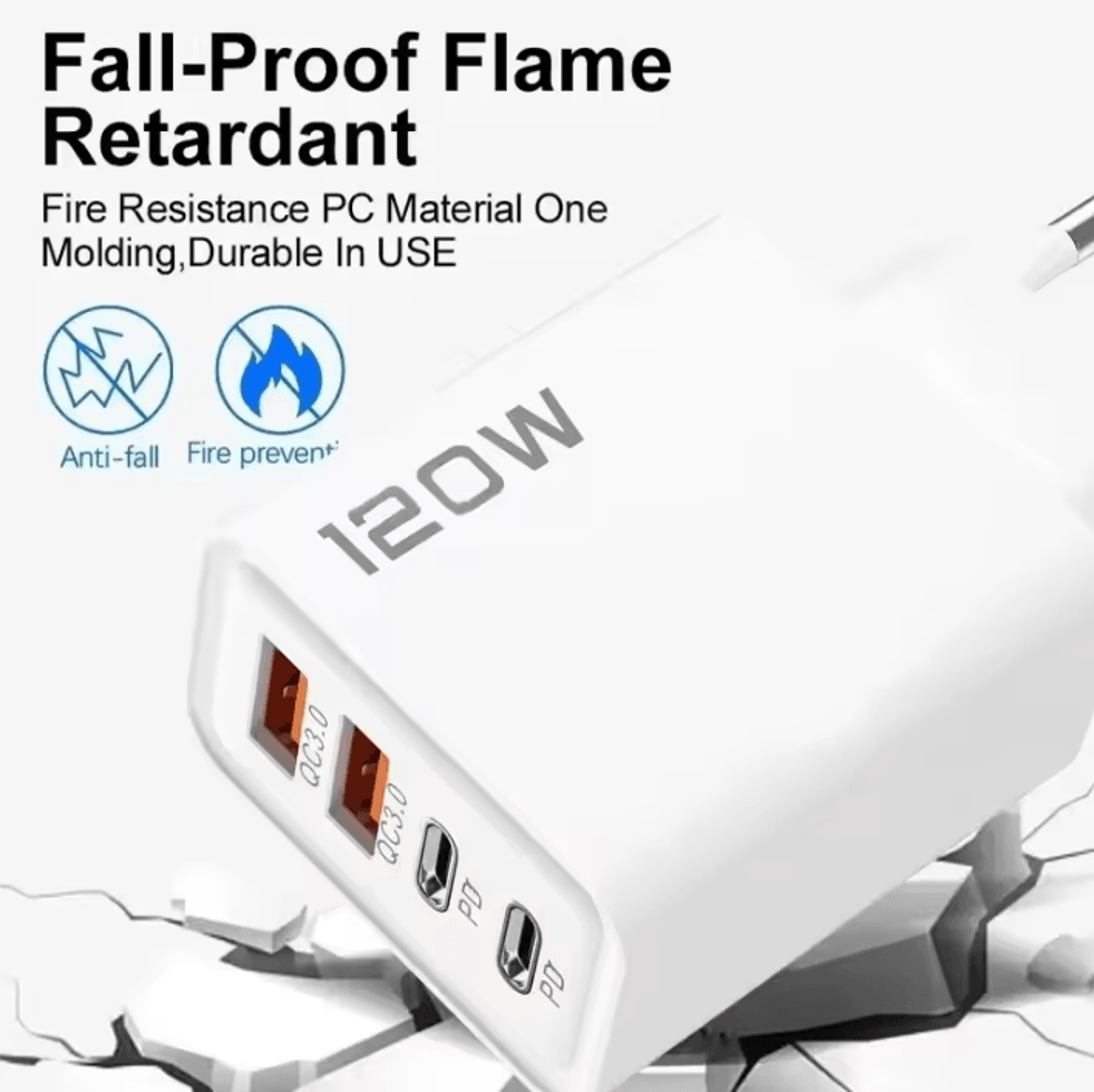 120W 4 Port USB C Charging Hub PD QC30 Fast Wall Charger For Smartphones And Travel 2