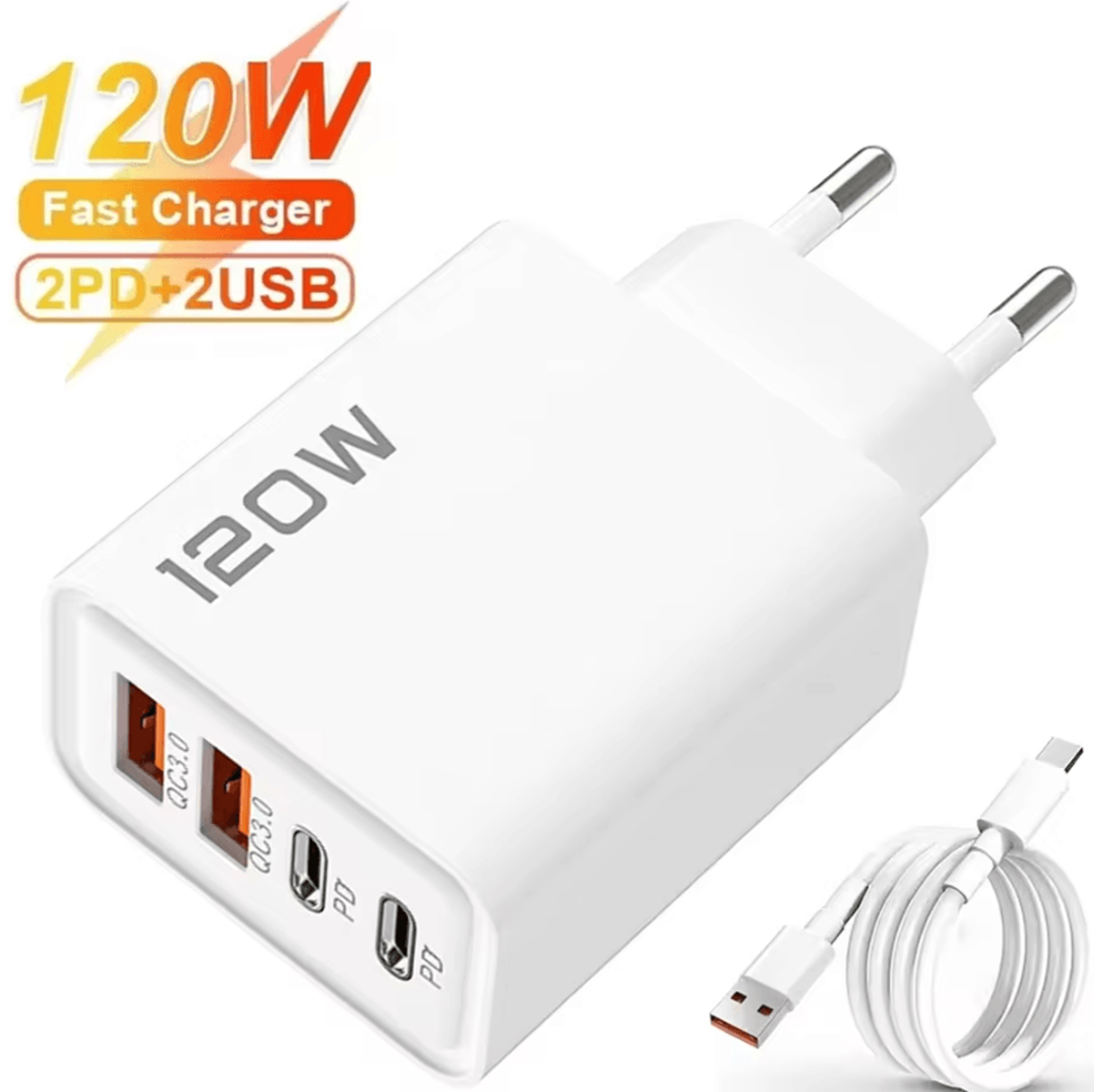 120W 4 Port USB C Charging Hub PD QC30 Fast Wall Charger For Smartphones And Travel 0