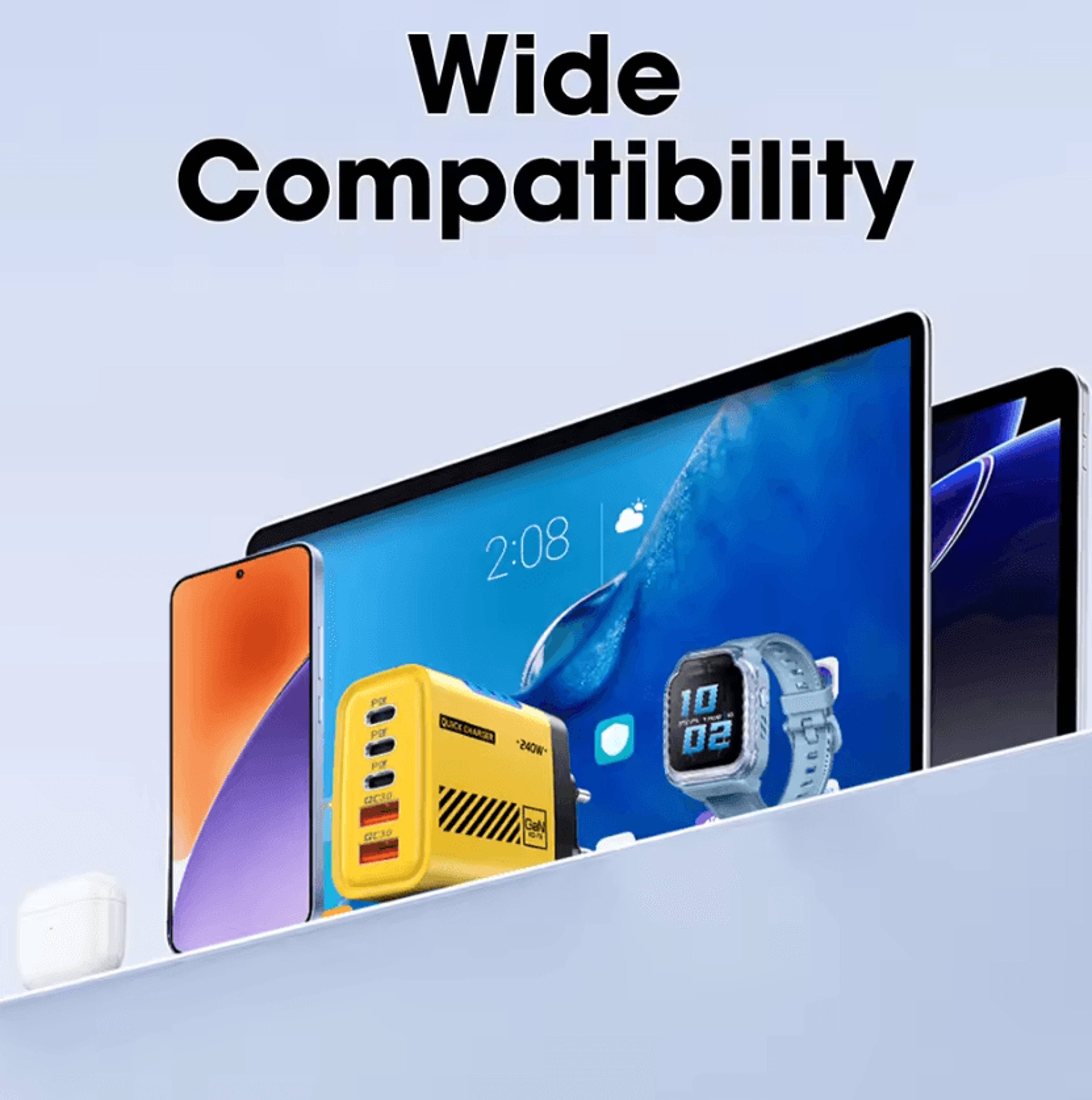240W GaN 5 Port USB C Wall Charger PD Fast Charging Adapter For IPhone Samsung Xiaomi And Huawei 4