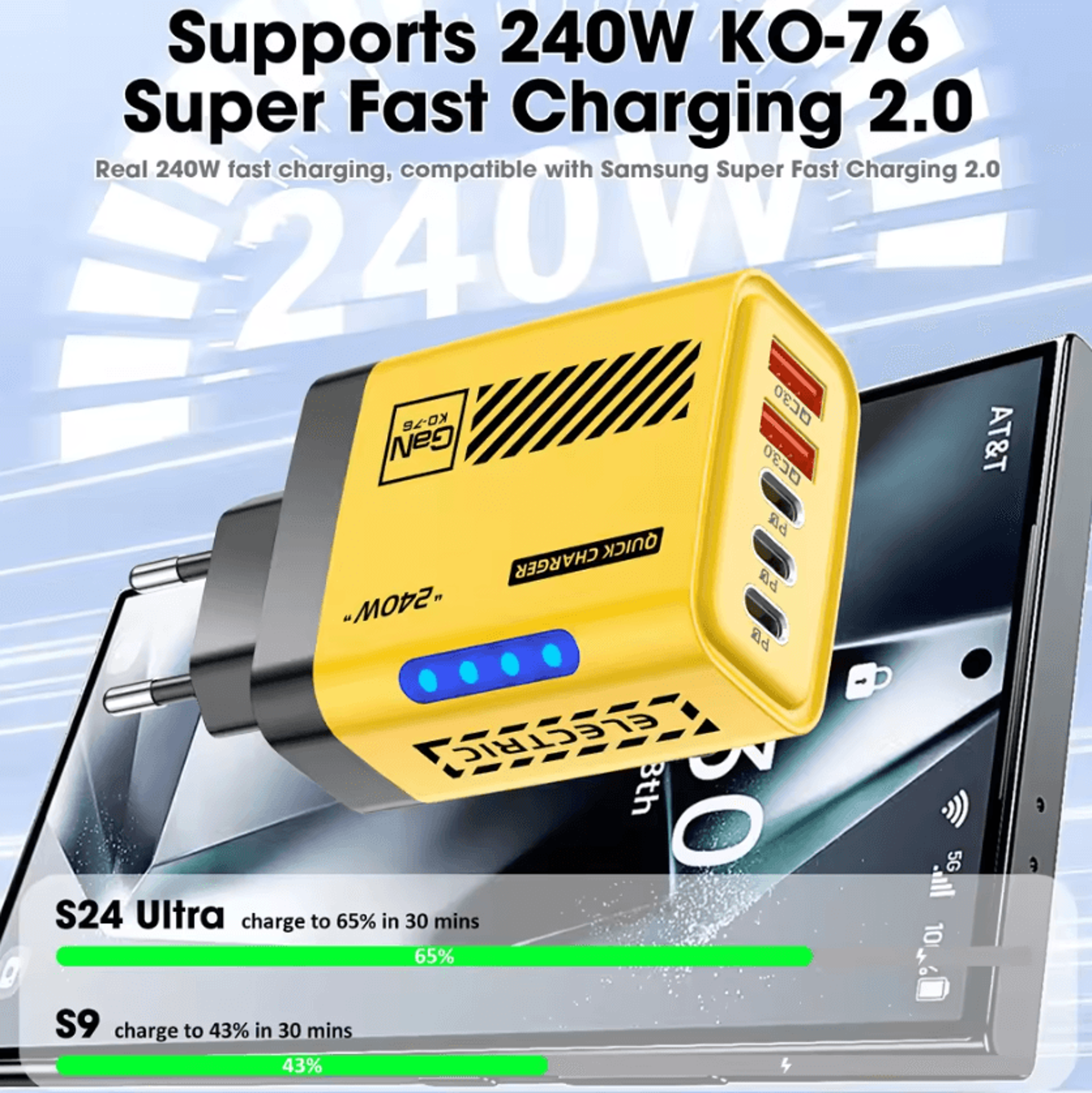 240W GaN 5 Port USB C Wall Charger PD Fast Charging Adapter For IPhone Samsung Xiaomi And Huawei 2