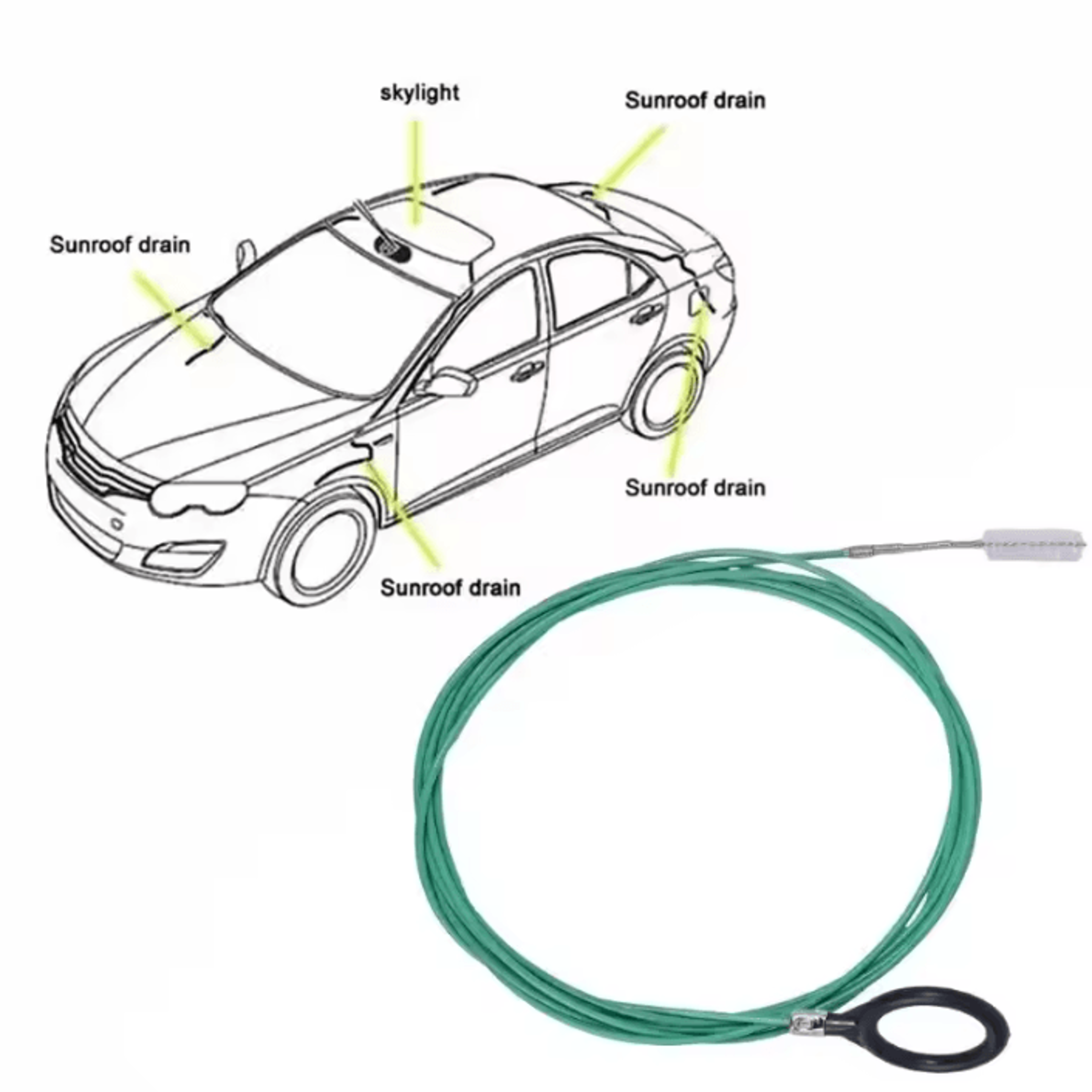 Flexible Car Sunroof Drain Cleaning Brush Long Hose Pipe Unclogging Tool For Automotive Maintenance 2