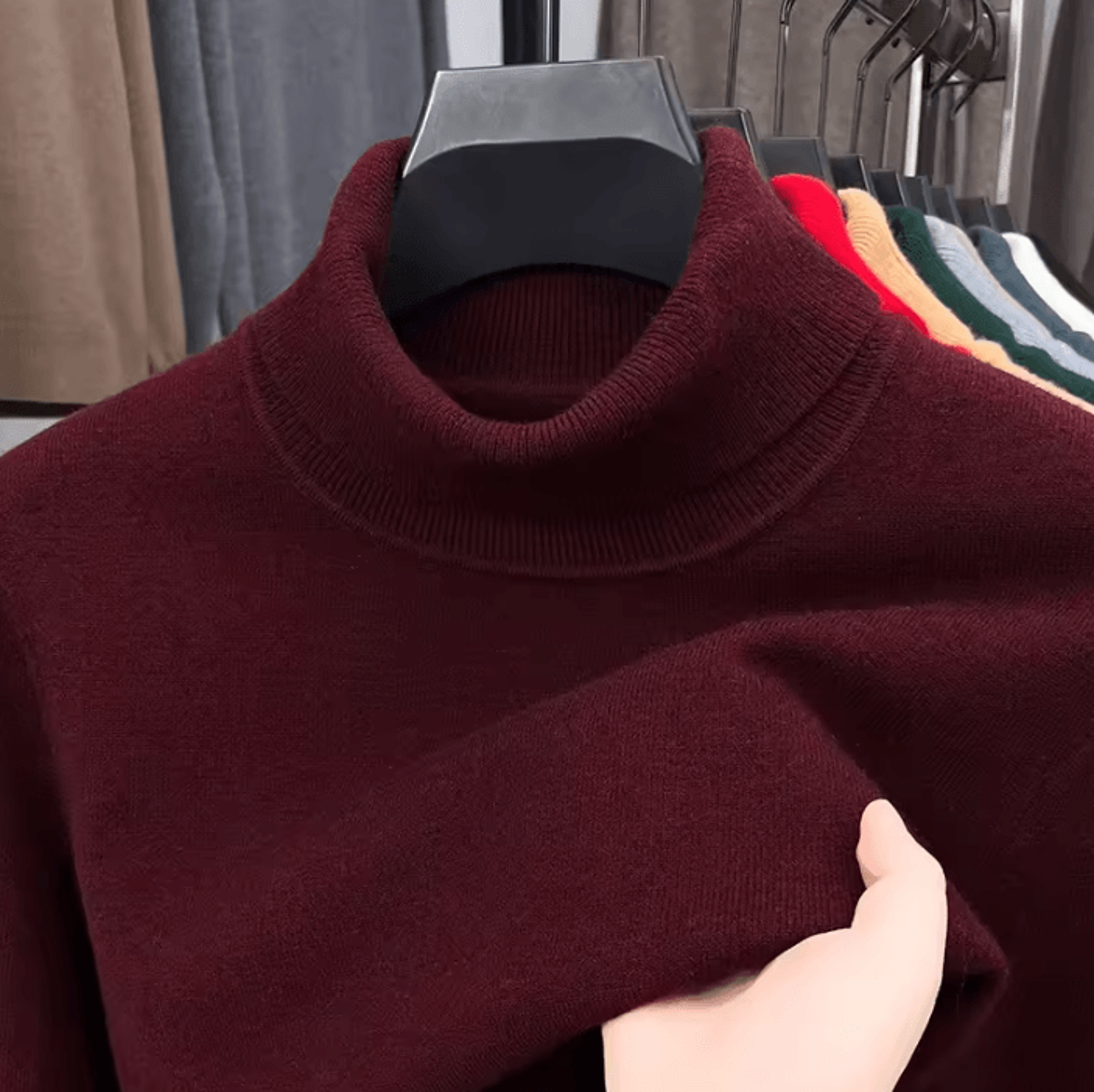 Mens Slim Fit Knitted Turtleneck Sweater Long Sleeve Solid Color Pullover For Autumn And Winter 5