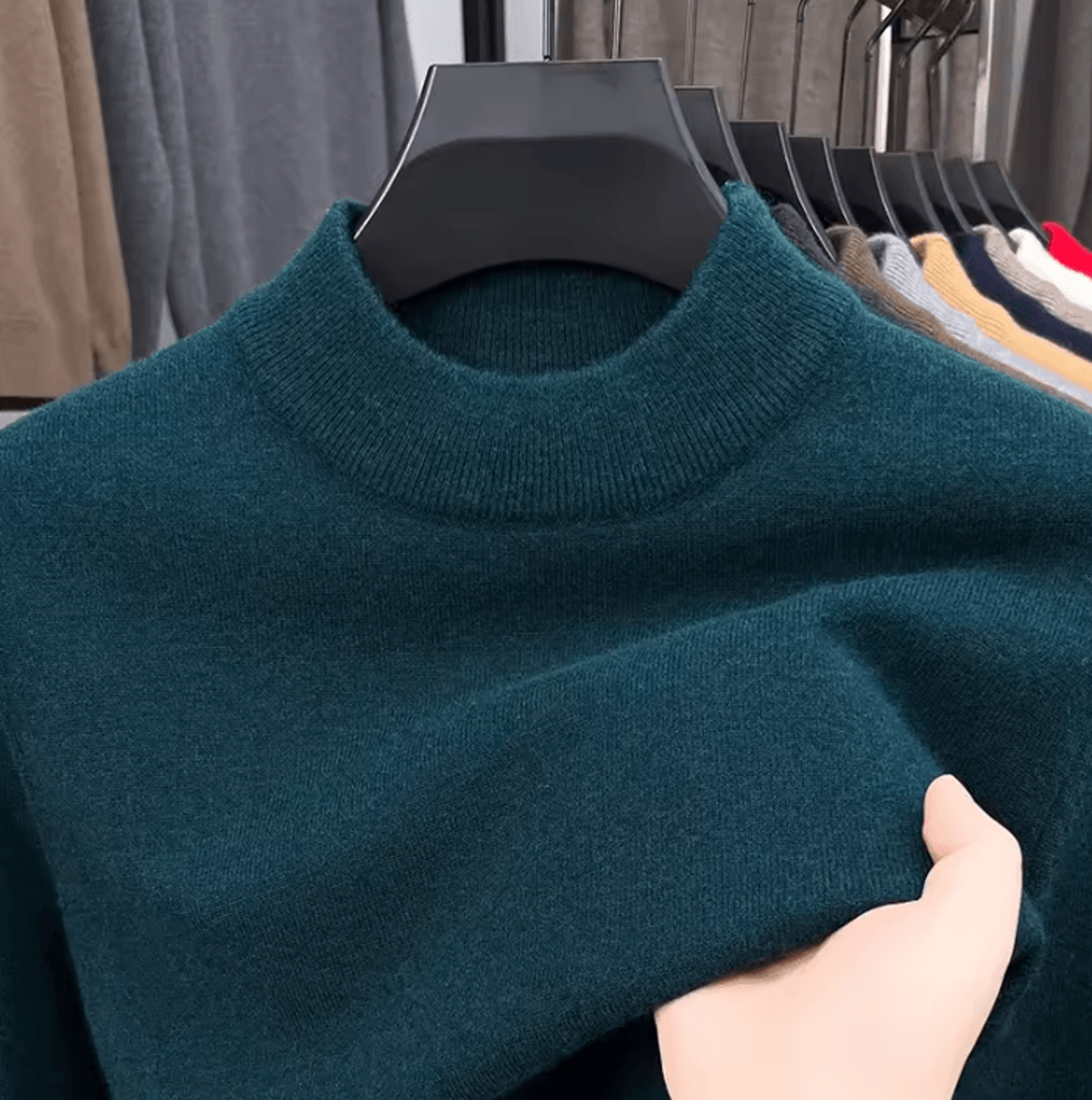 Mens Half Turtleneck Knit Sweater Solid Color Mock Neck Pullover For Autumn And Winter Casual Wear 0