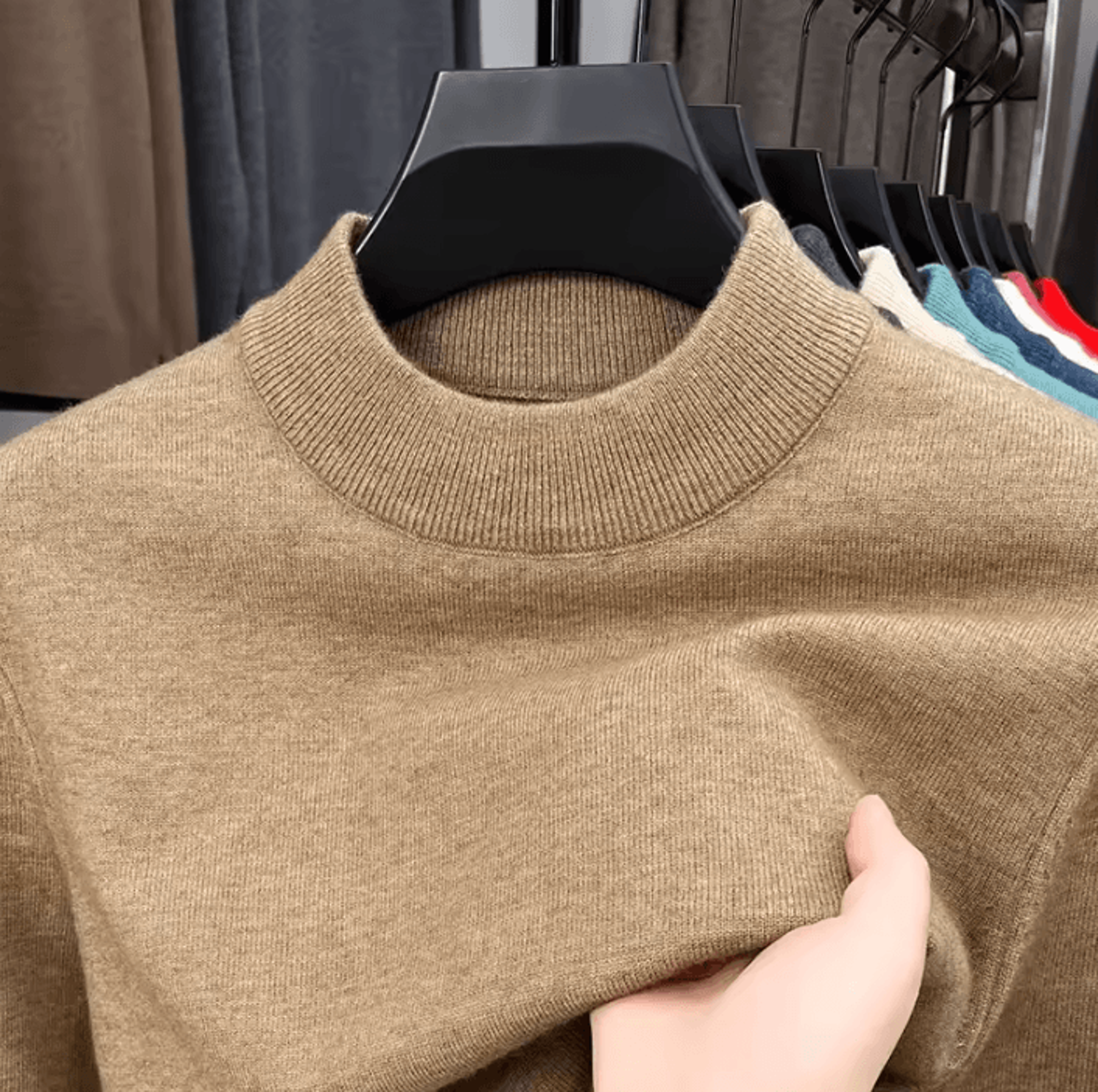 Mens Half Turtleneck Knit Sweater Solid Color Mock Neck Pullover For Autumn And Winter Casual Wear 1