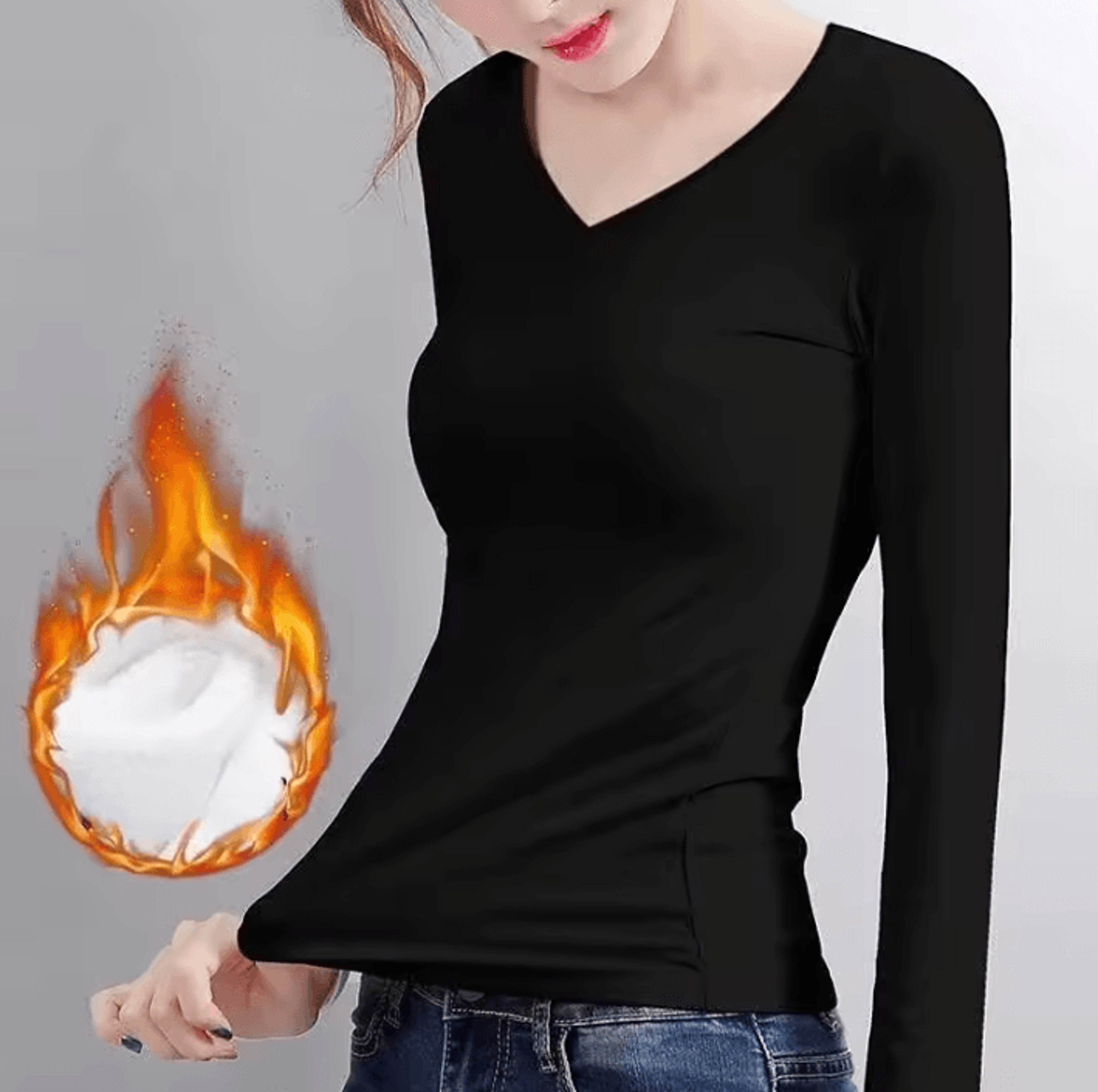 Womens Thermal Turtleneck Long Sleeve Shirt Warm Semi High Neck Base Layer For Winter 5