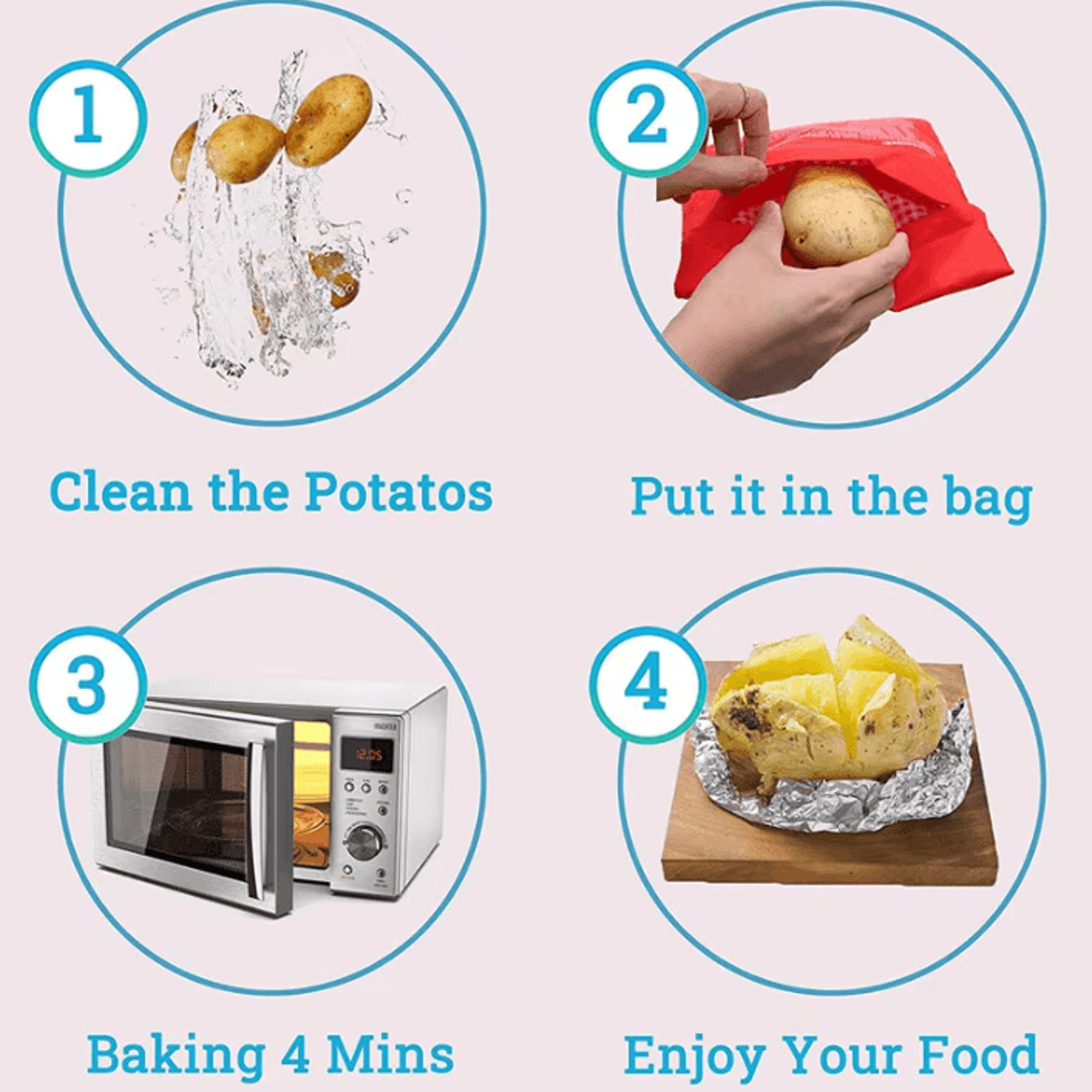Reusable Microwave Potato Cooking Bag Quick Baked Potato Cooker Pouch For Easy Kitchen Meal Prepara 3