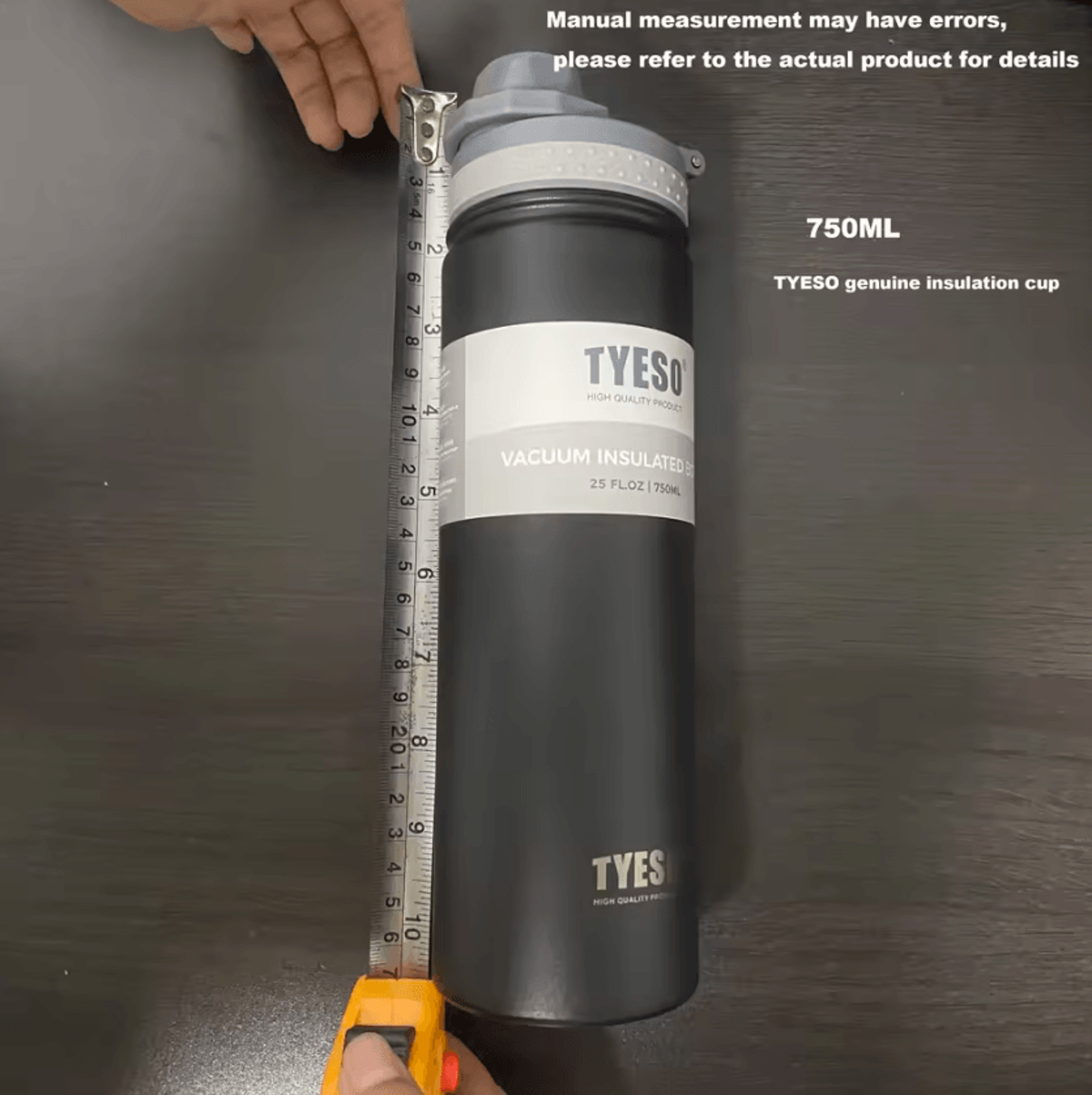 Tyeso 750ML Stainless Steel Vacuum Insulated Water Bottle Portable Thermos Flask For Travel Coffee  1