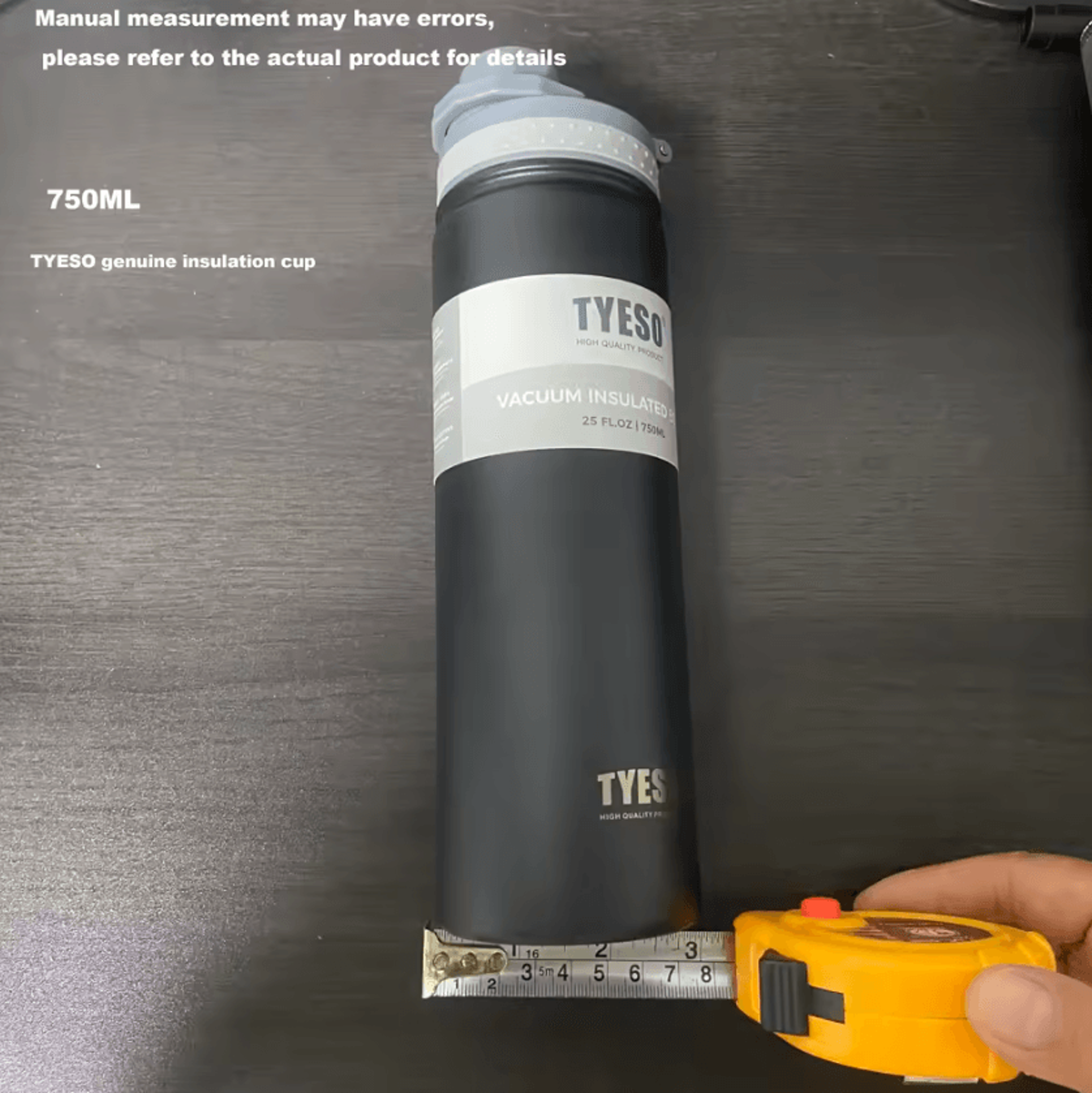 Tyeso 750ML Stainless Steel Vacuum Insulated Water Bottle Portable Thermos Flask For Travel Coffee  2