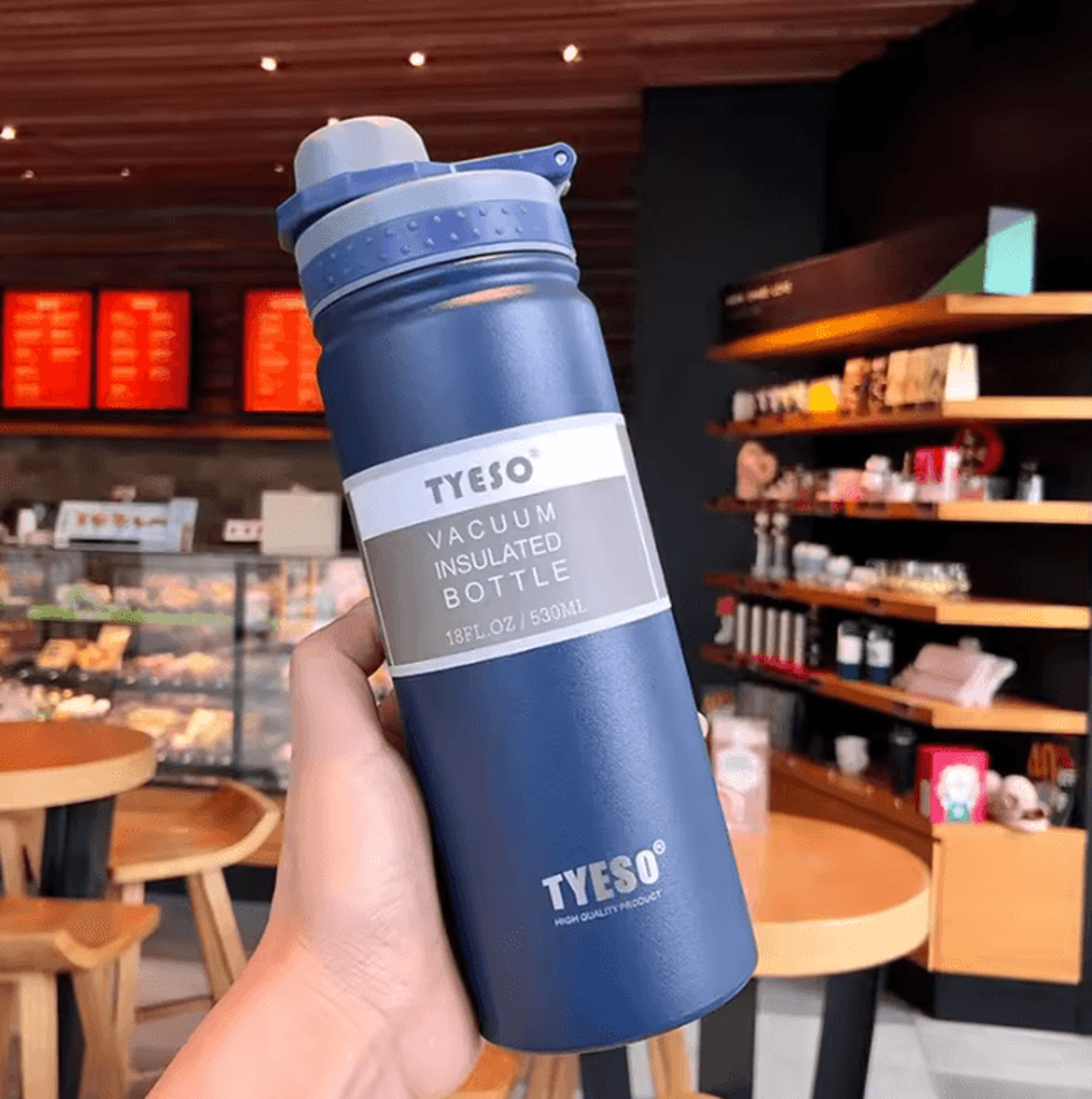 Tyeso 750ML Stainless Steel Vacuum Insulated Water Bottle Portable Thermos Flask For Travel Coffee  4